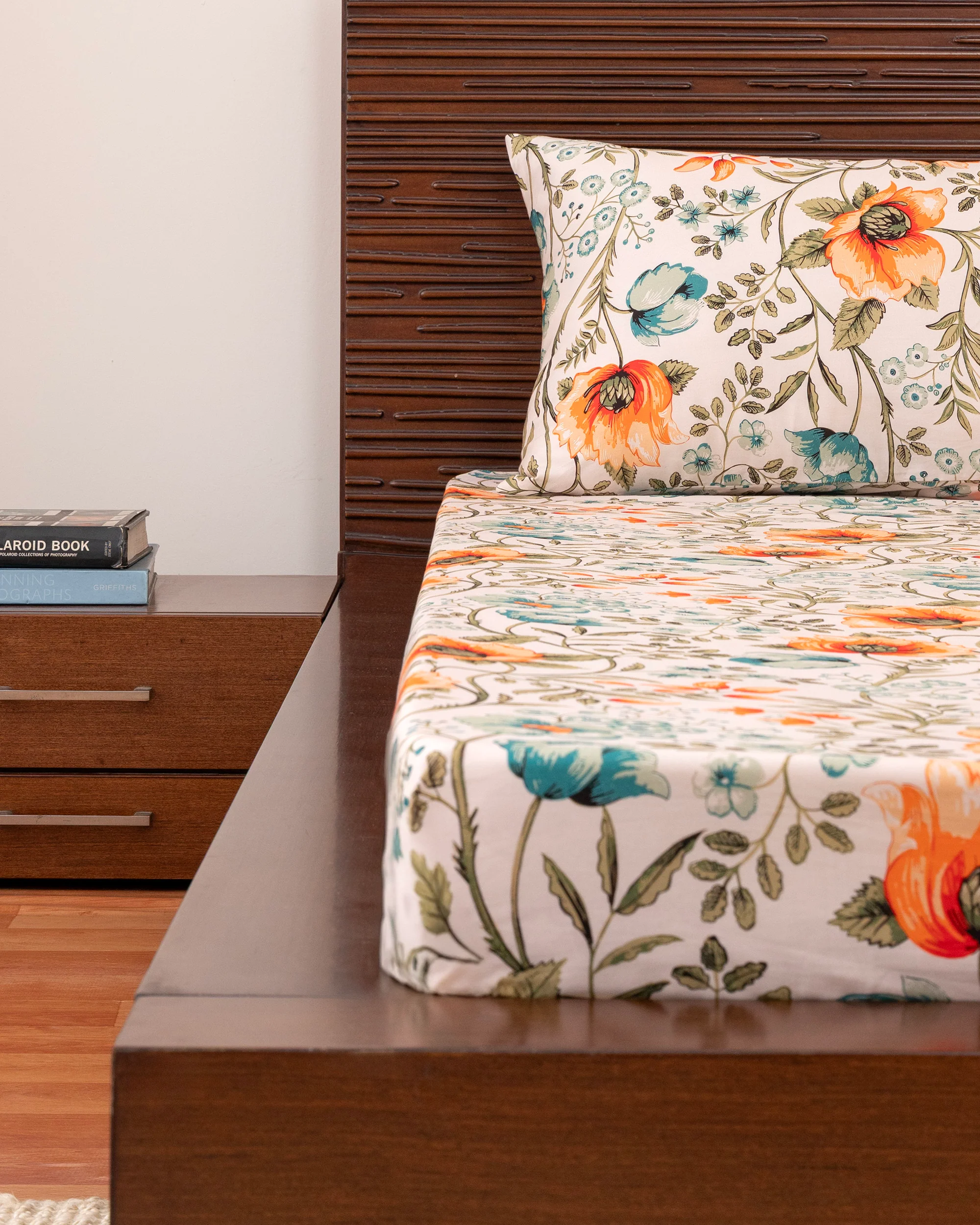 Queen-Size Bed Sheet - Coral Orange - Image 3