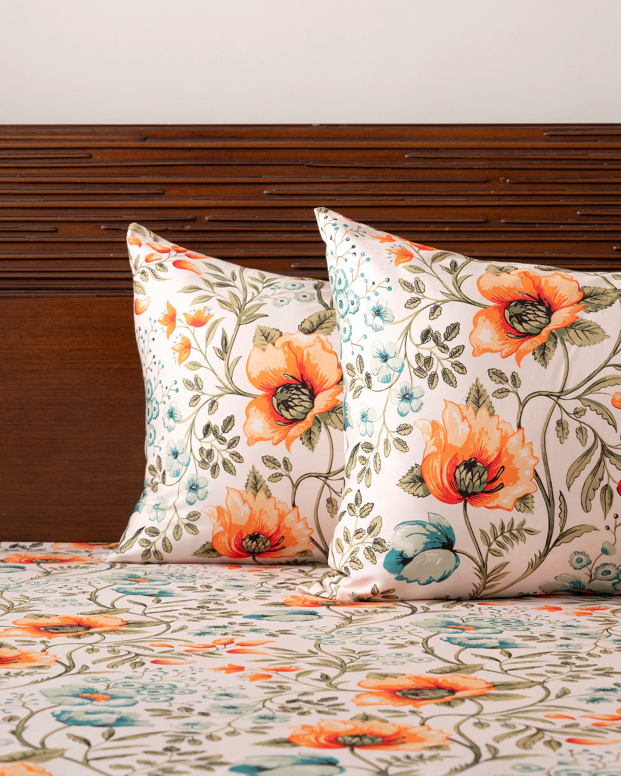 Queen-Size Bed Sheet - Coral Orange - Image 4