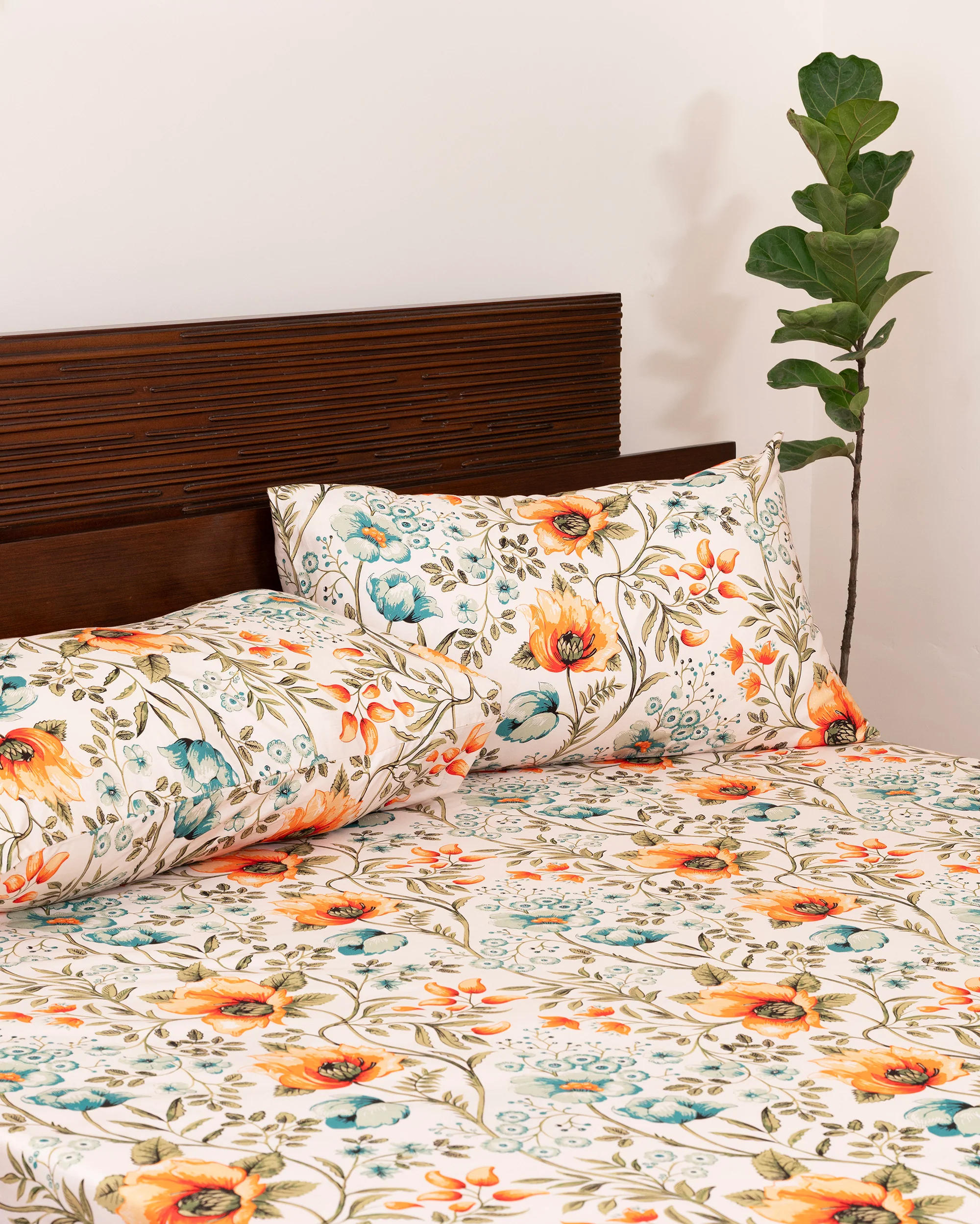 King-Size Bed Sheet - Coral Orange - Image 2