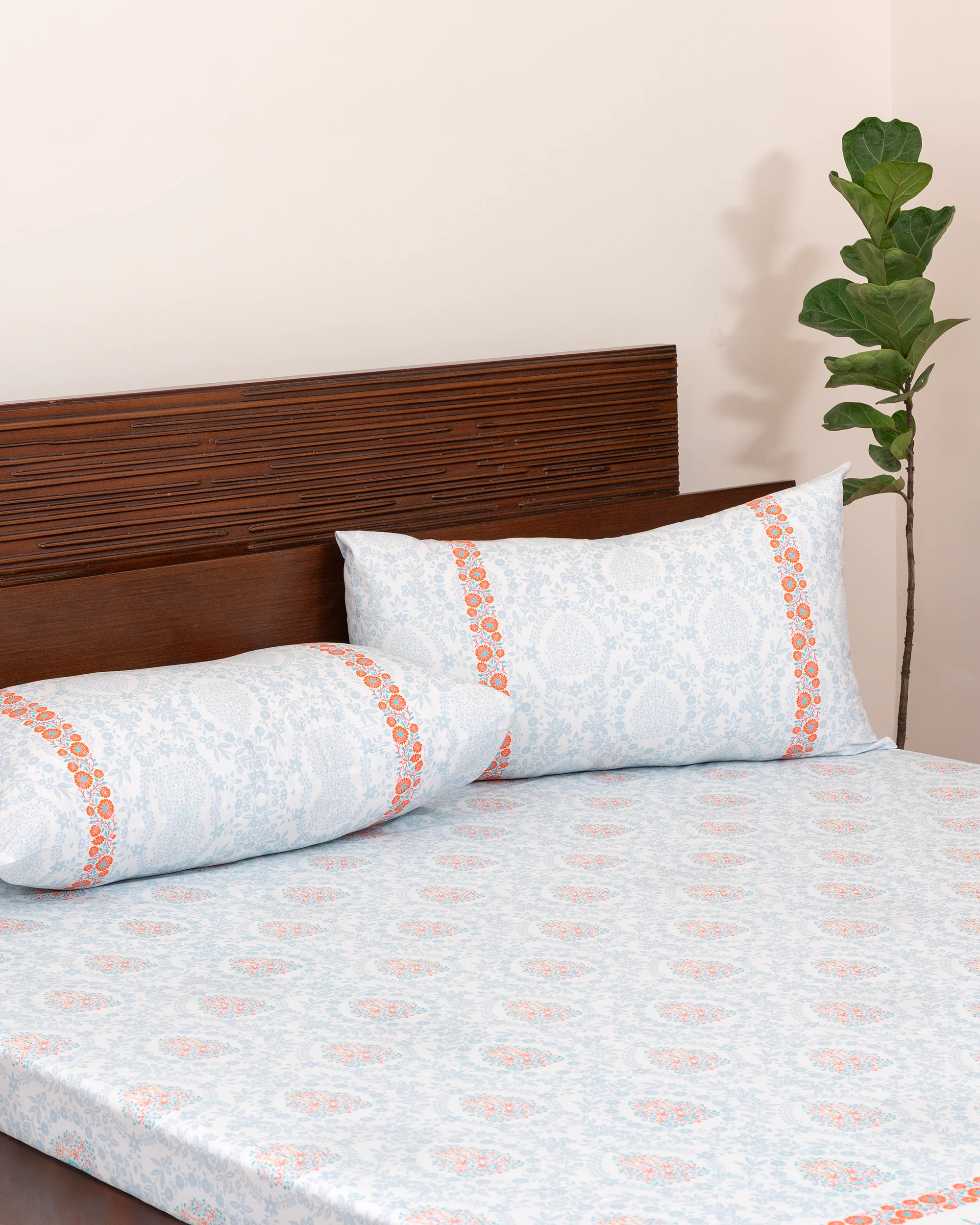 King-Size Bed Sheet - Turquoise Blue - Image 2