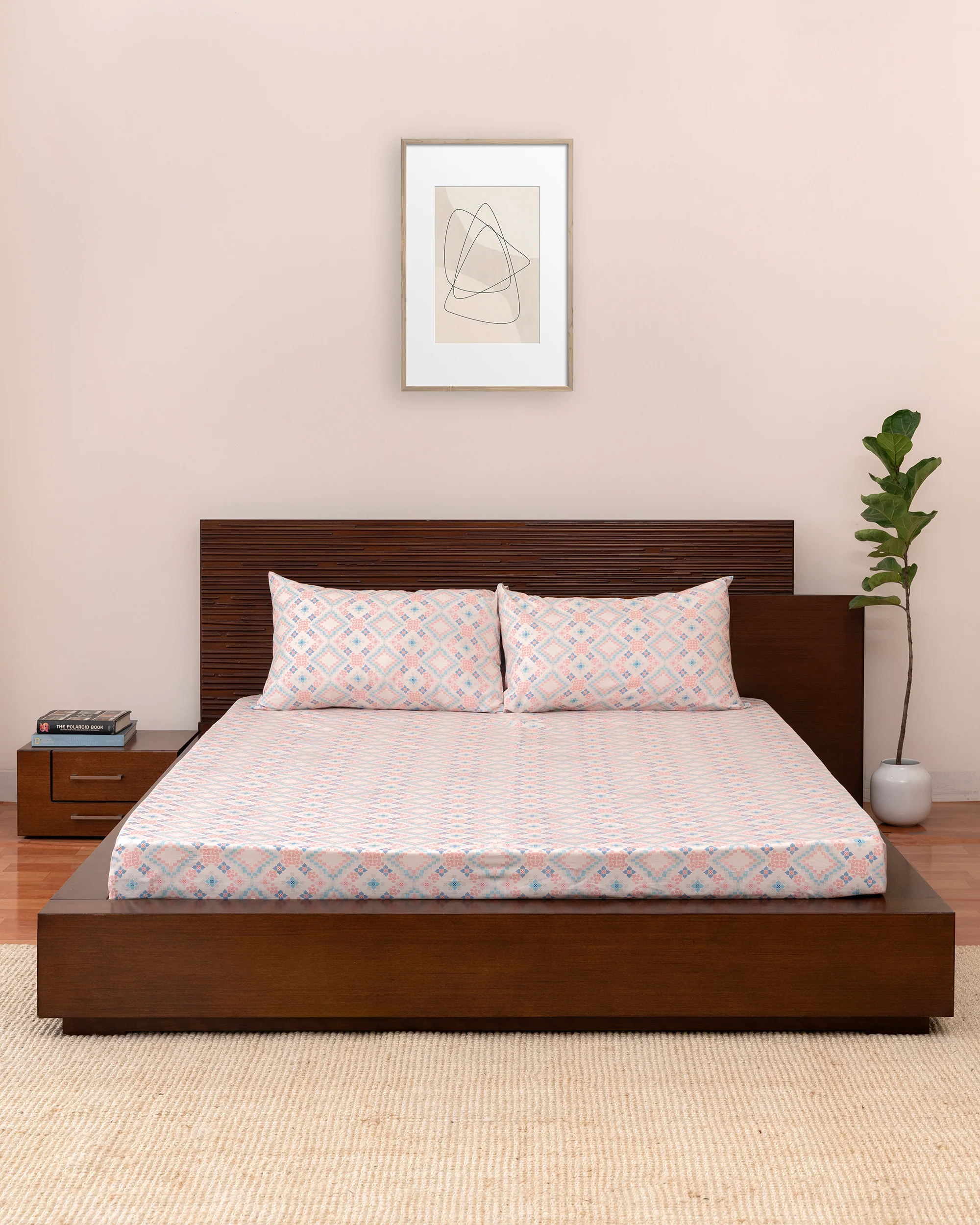 King-Size Bed Sheet - Pastel Rose