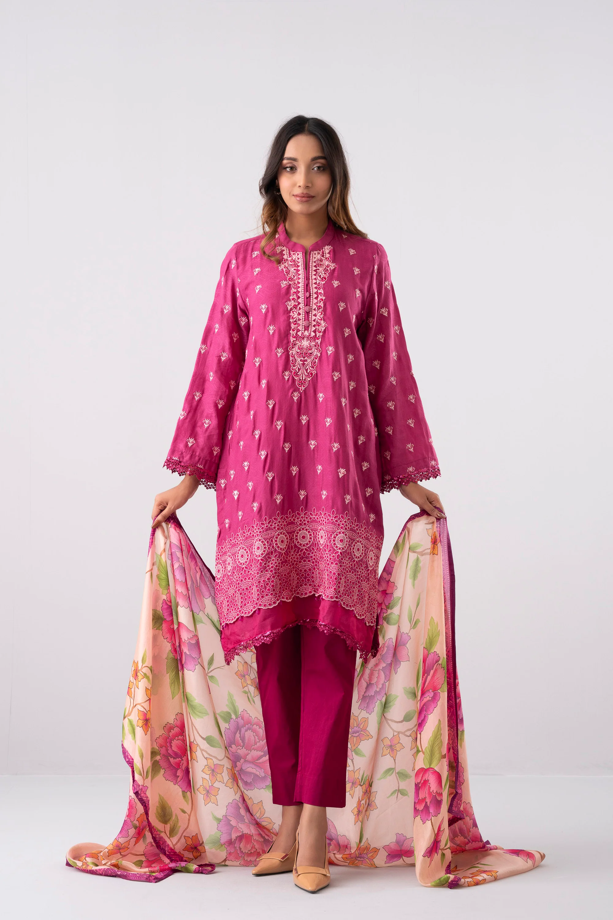 Smart Fit Embroidered Two-Piece Lawn with Silk Dupatta - Image 8