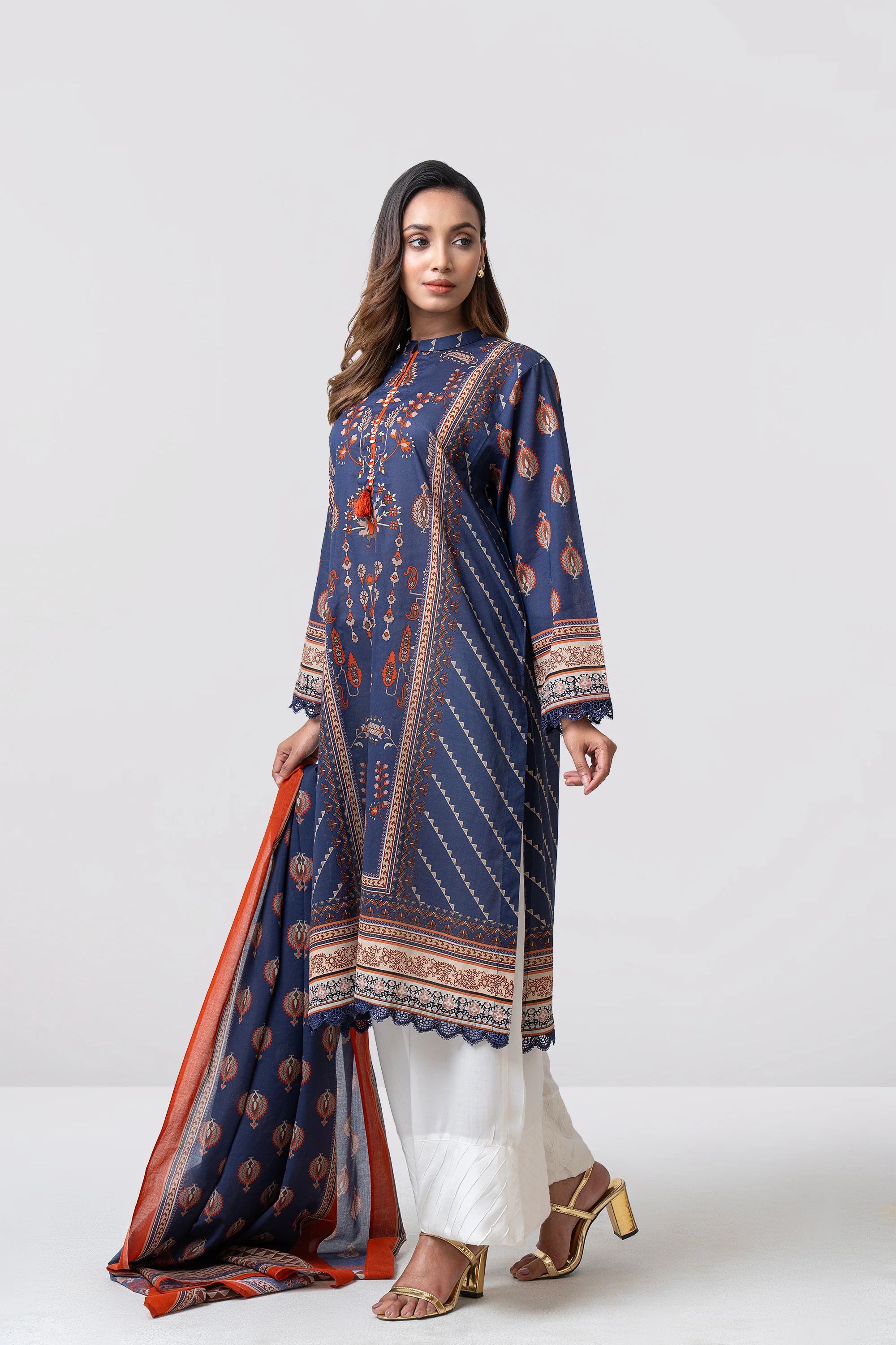 Relaxed Fit Printed Two-Piece Lawn - Image 10
