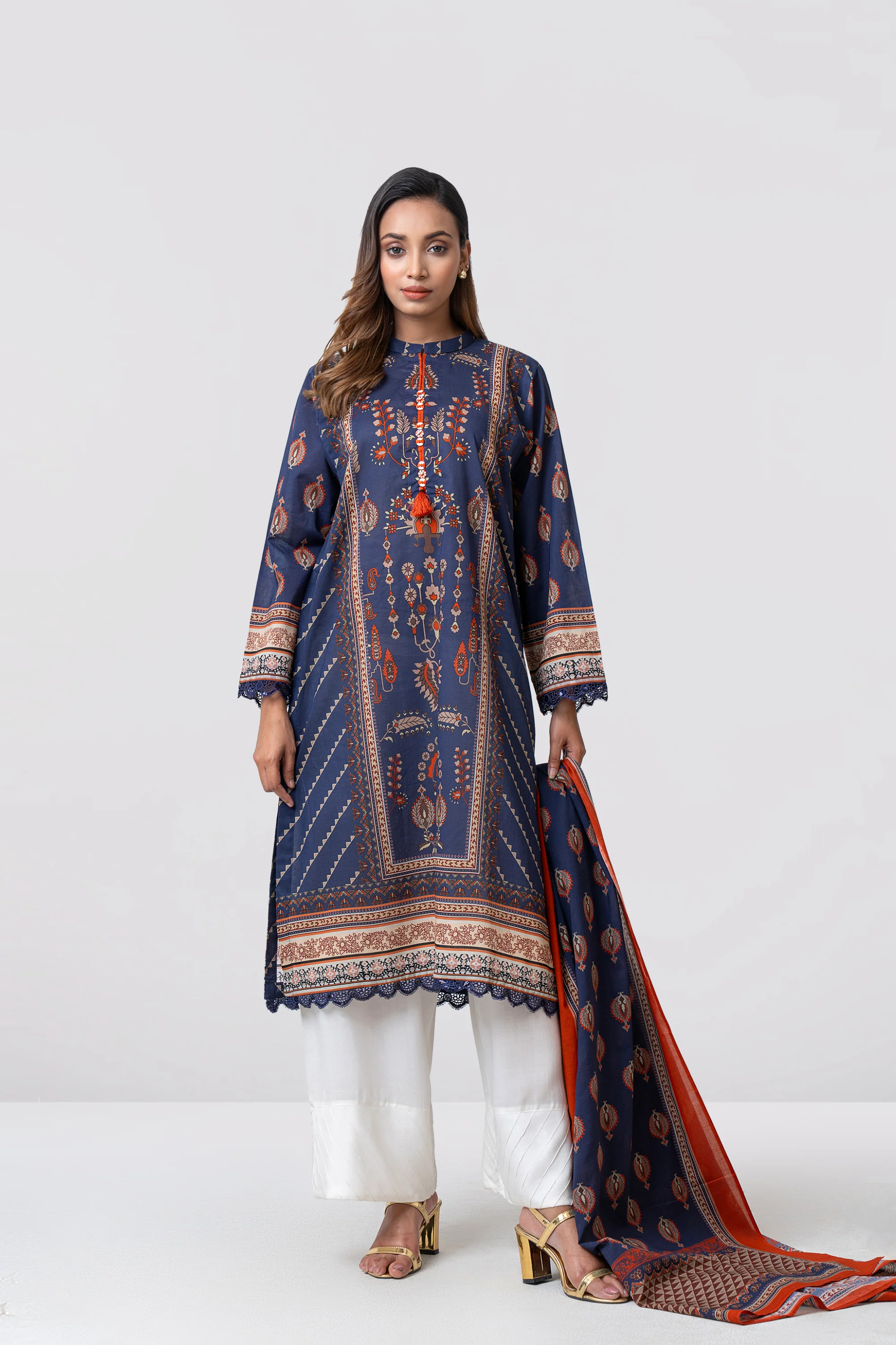 Relaxed Fit Printed Two-Piece Lawn - Image 9