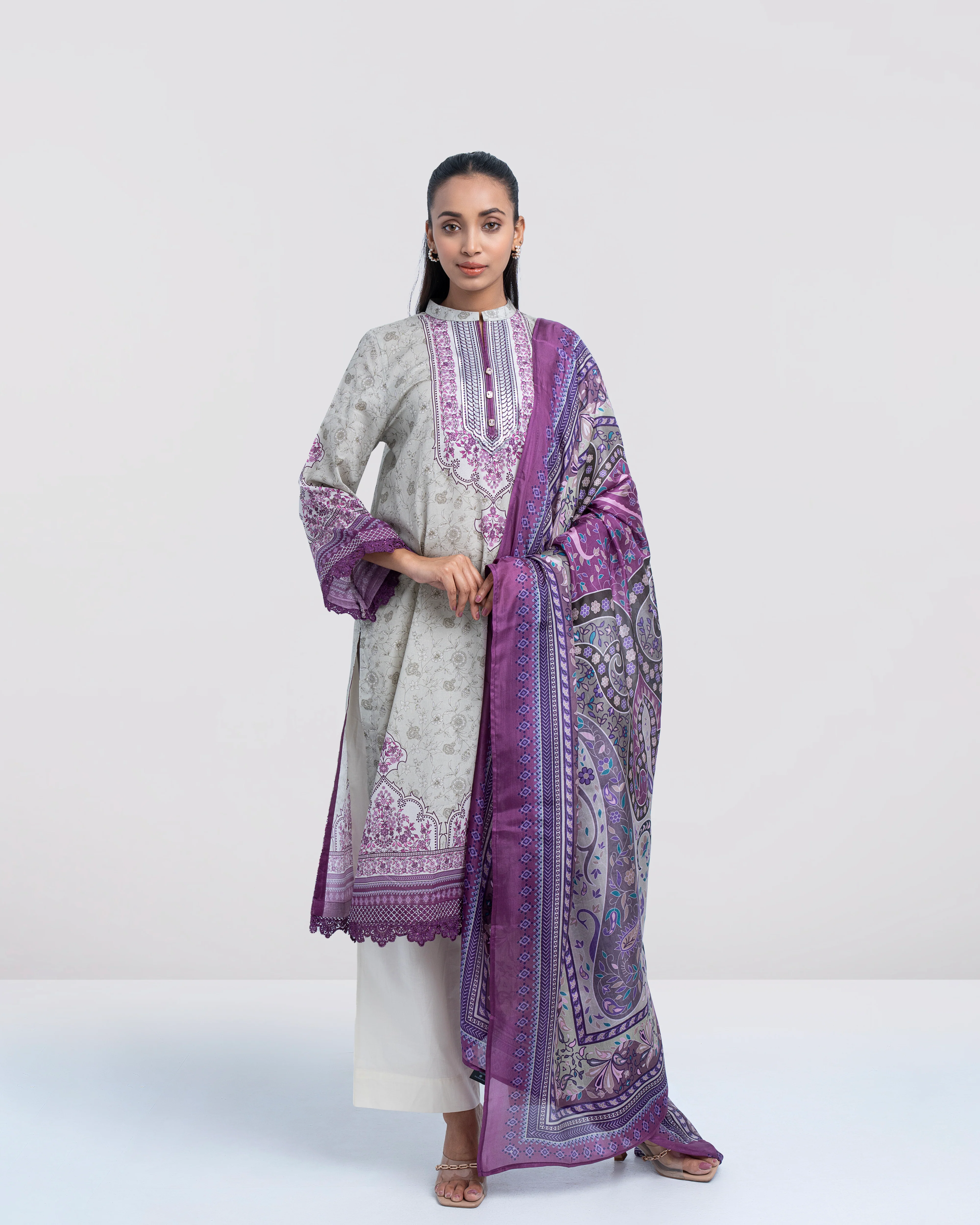 Smart Fit Printed Two-Piece Lawn with Silk Dupatta - Image 7