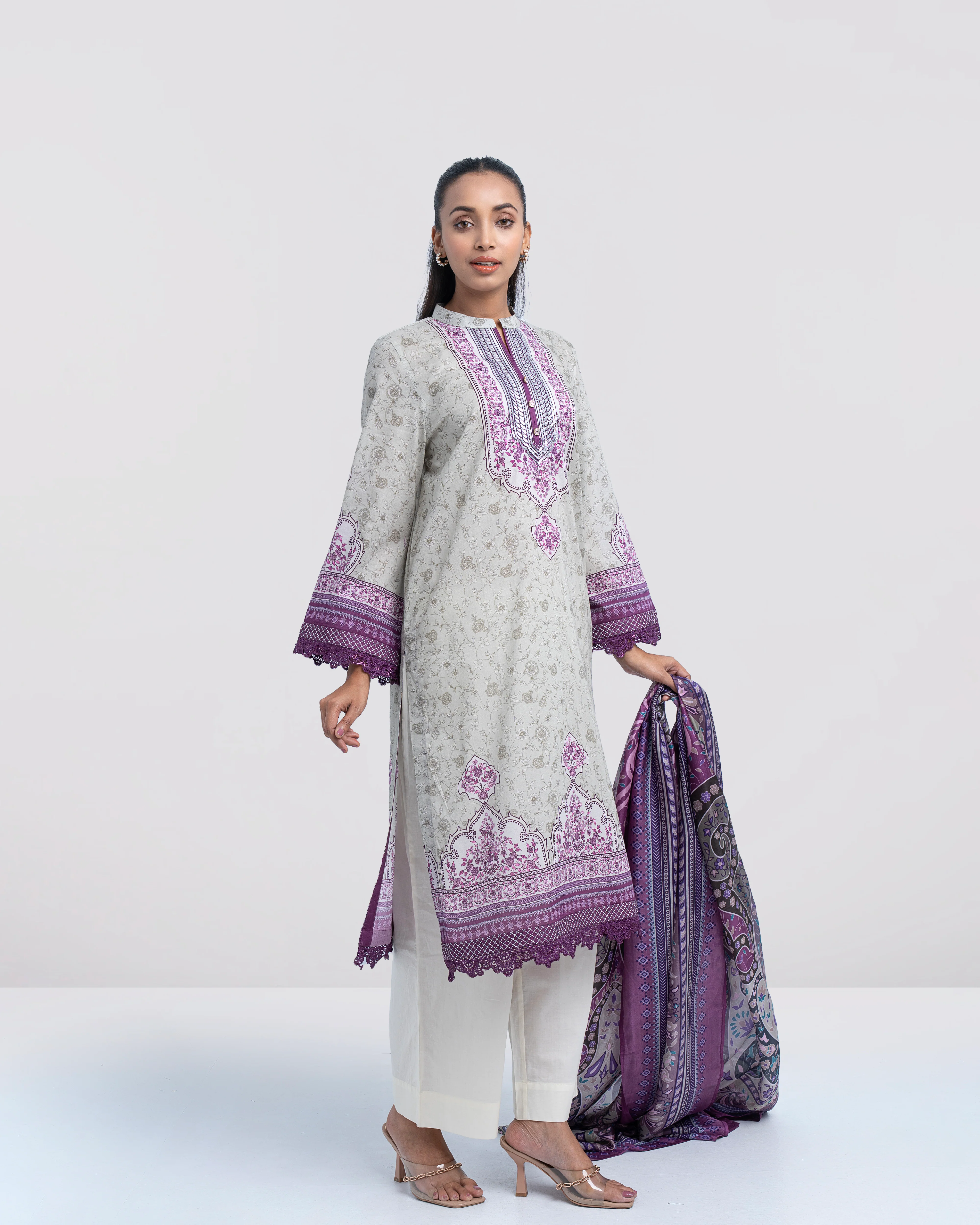 Smart Fit Printed Two-Piece Lawn with Silk Dupatta - Image 9