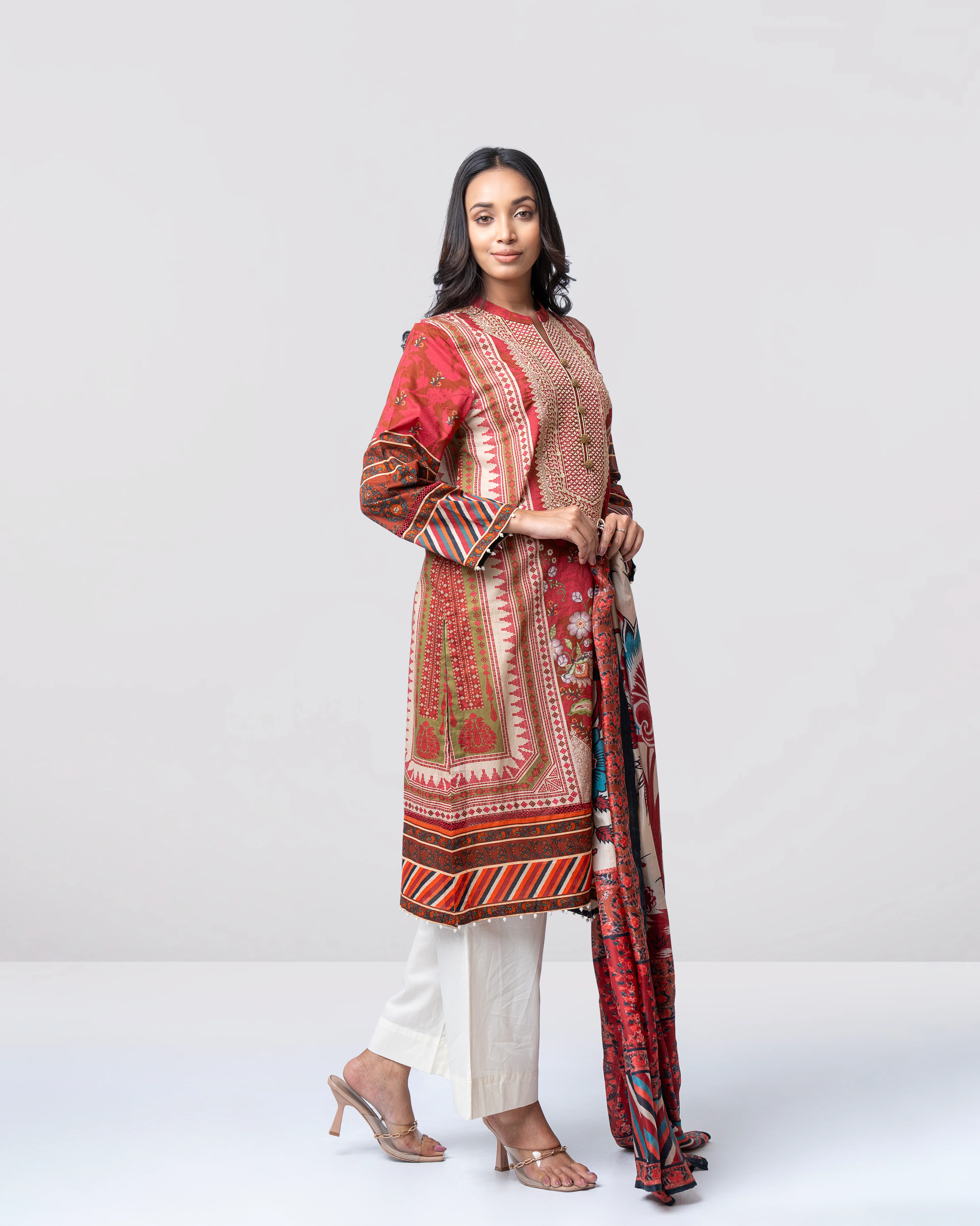 Smart Fit Embroidered Two-Piece Lawn with Silk Dupatta - Image 2