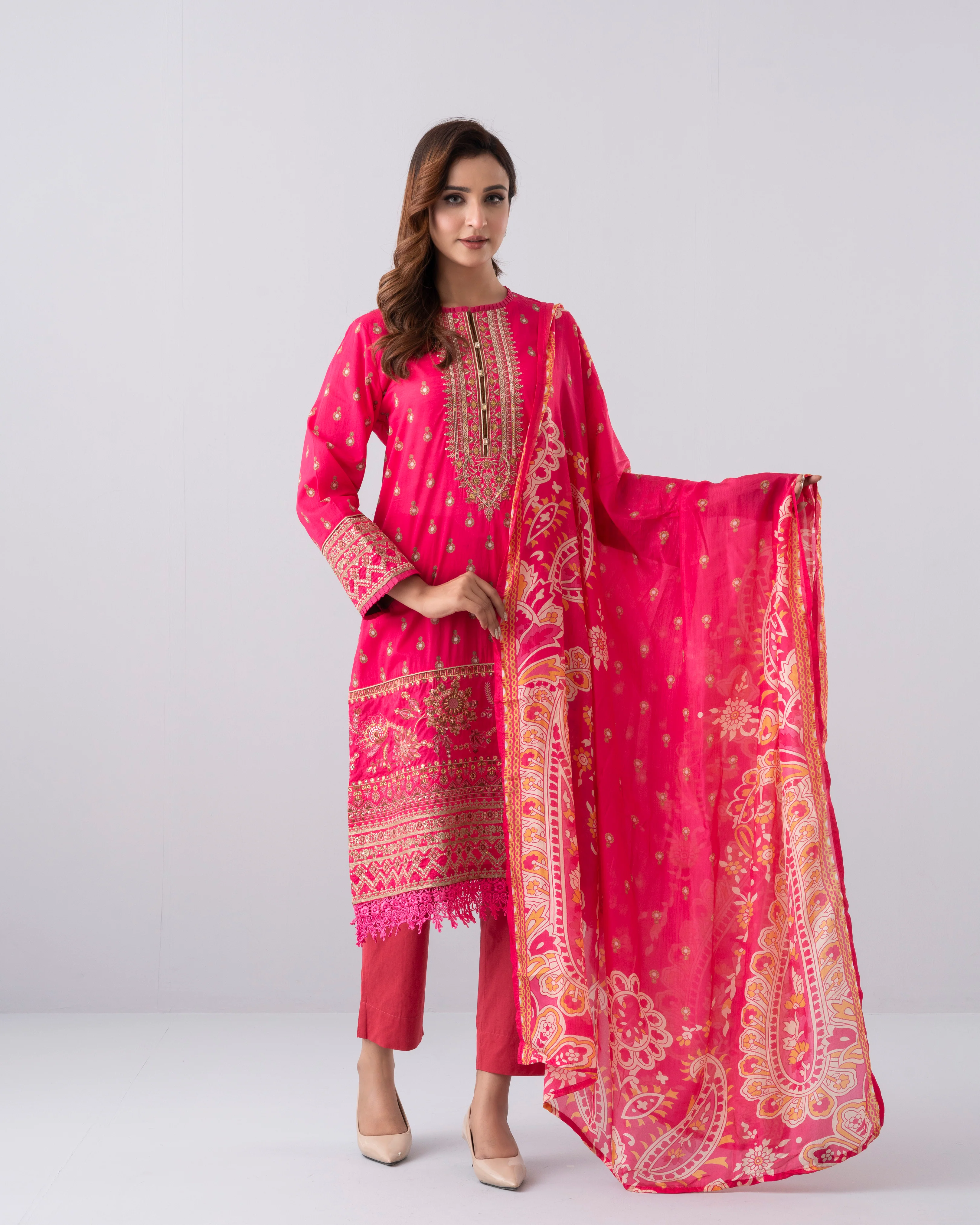 Smart Fit Printed Two-Piece Lawn with Silk Dupatta - Image 4
