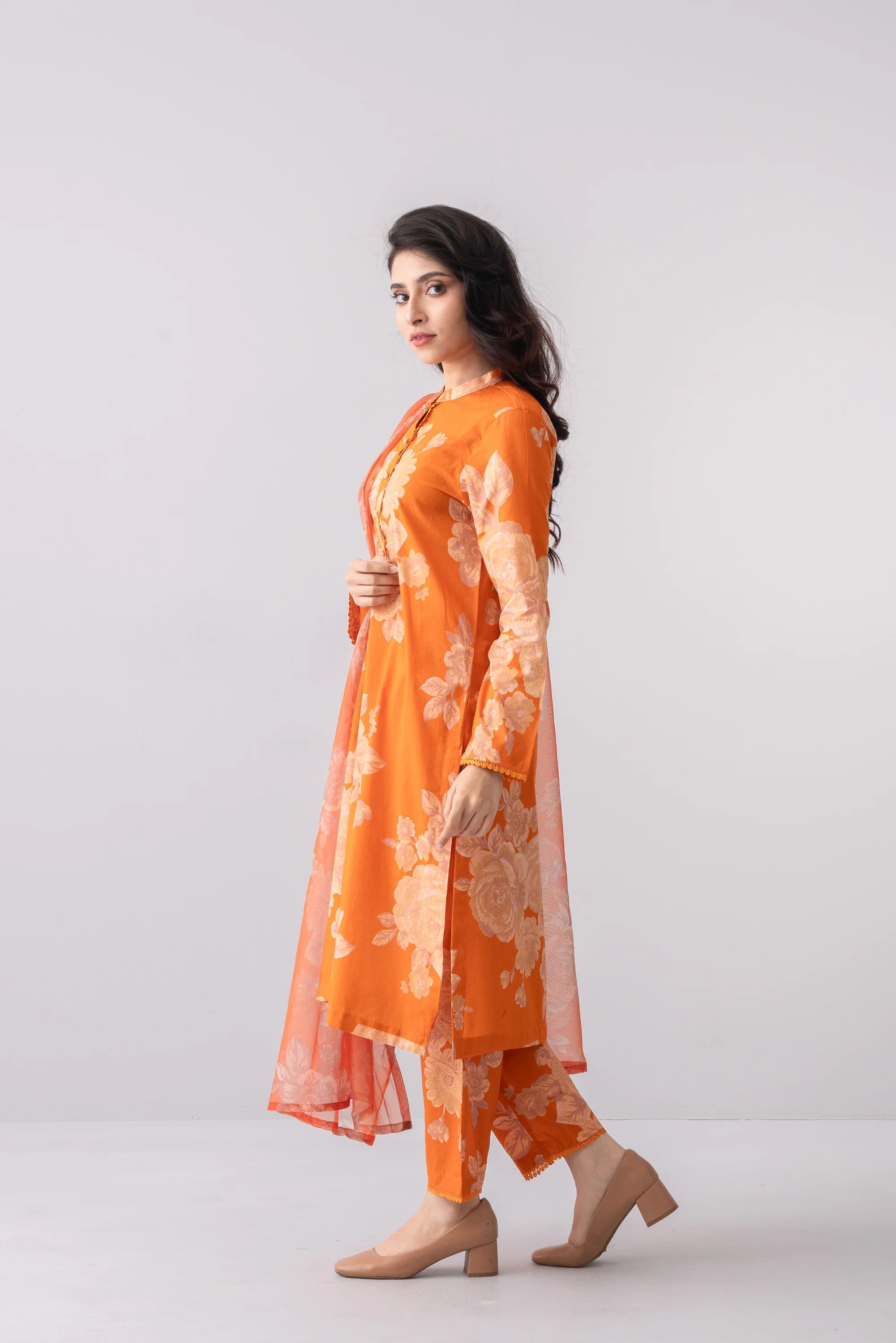 Digital Printed Three-Piece Lawn with Organza Dupatta - Image 7