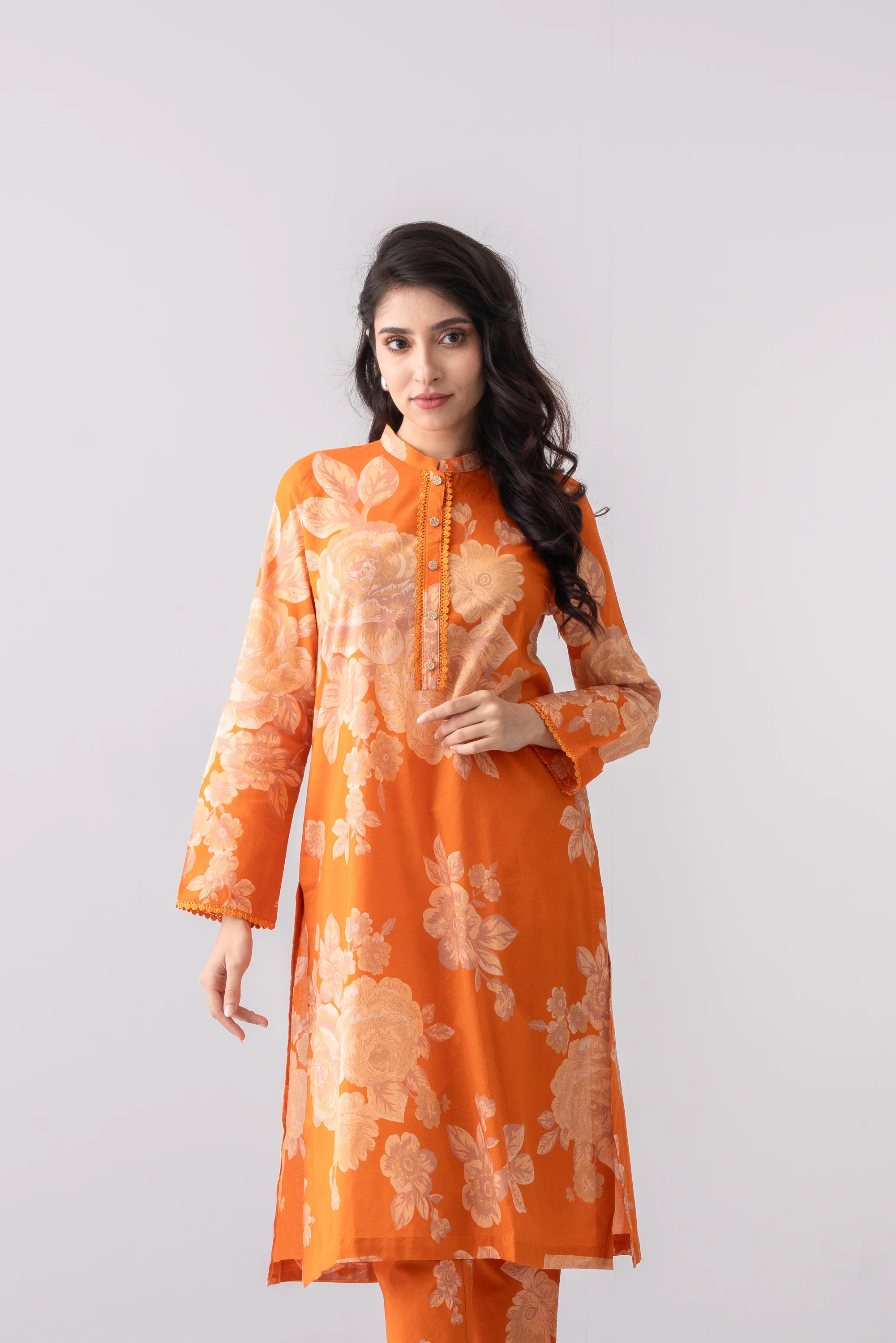 Digital Printed Three-Piece Lawn with Organza Dupatta - Image 9