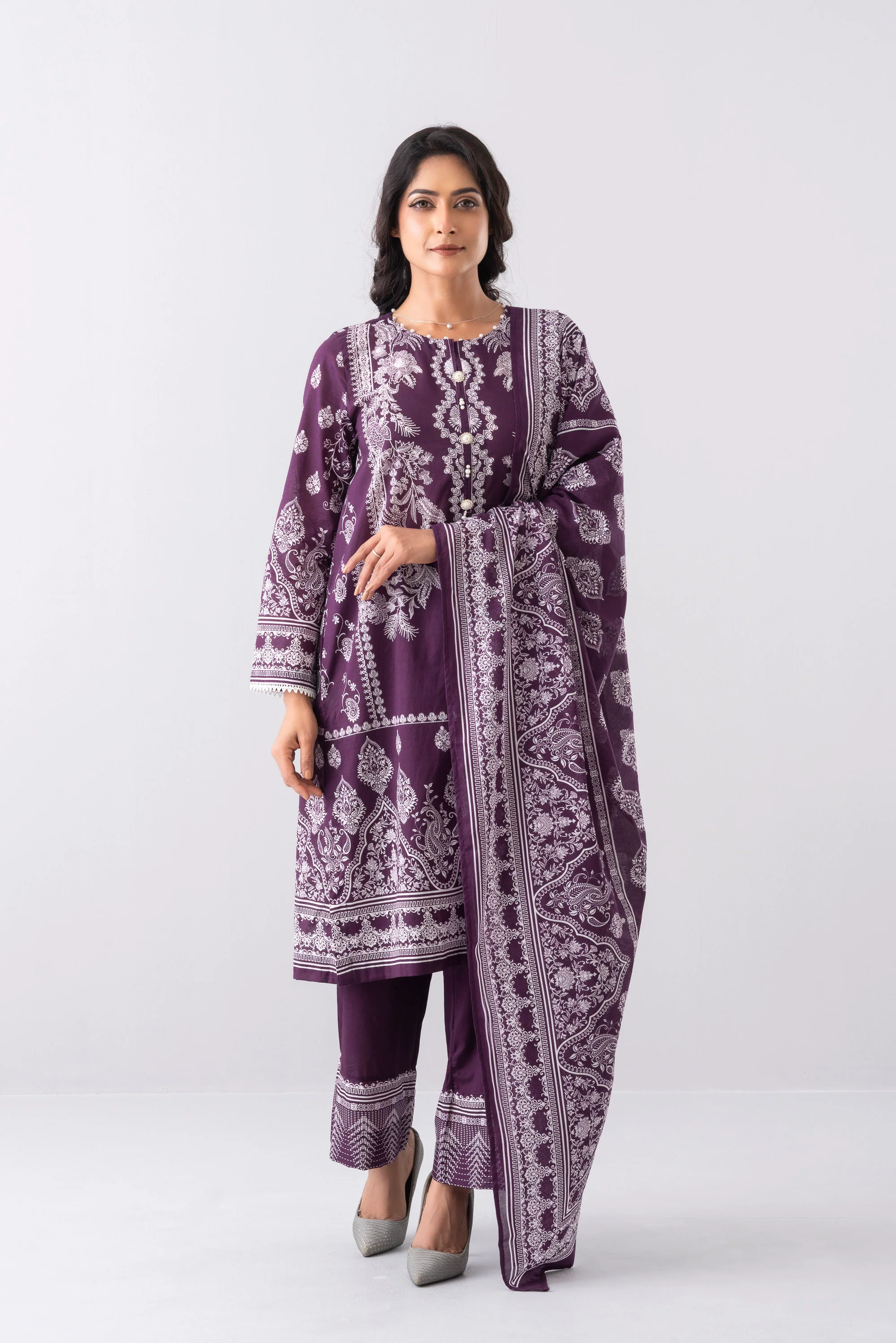 Smart Fit Printed Three-Piece Lawn with Cotton Dupatta - Image 7