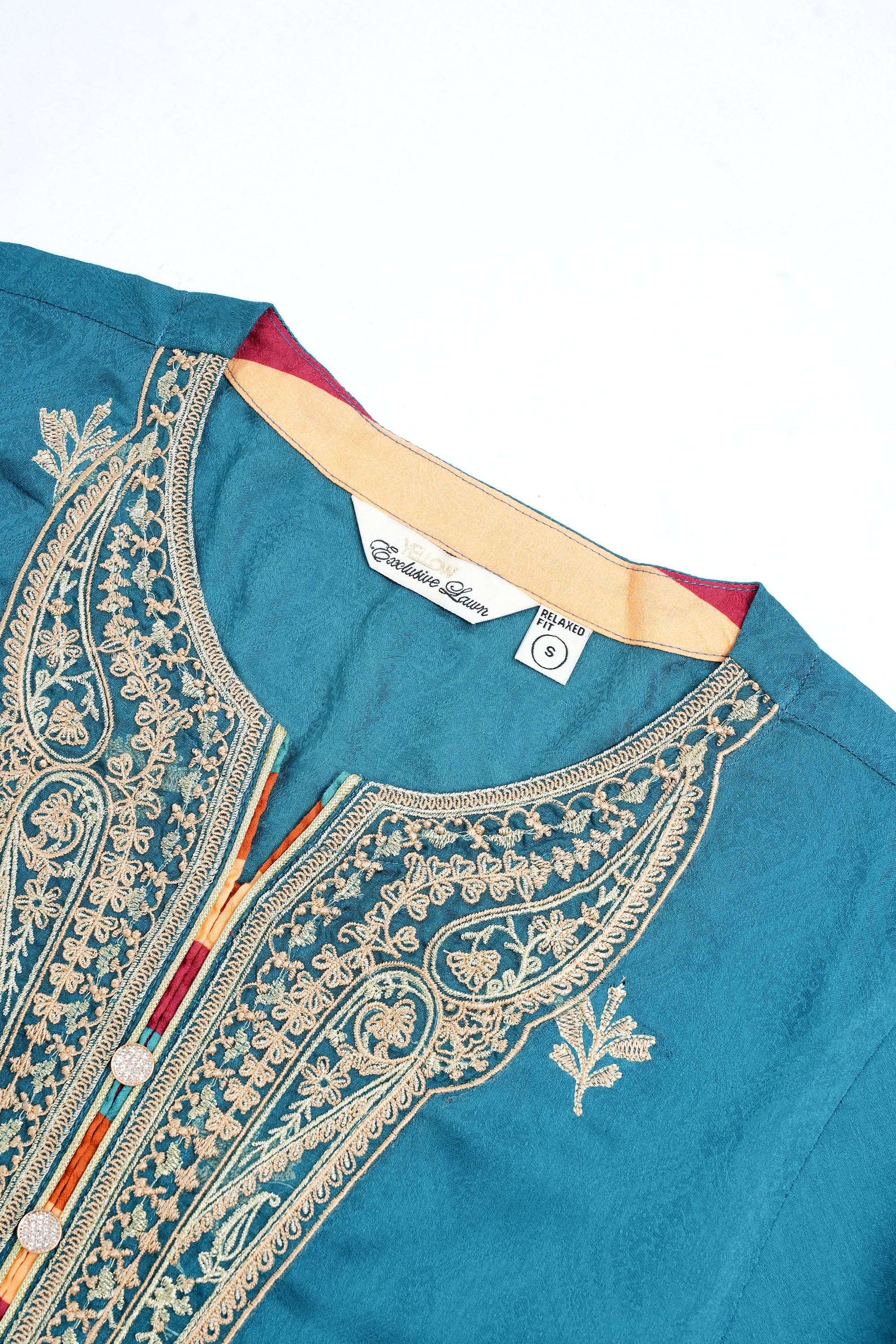 Relaxed Fit Embroidered Jacquard Three-Piece Lawn with Silk Dupatta - Image 7