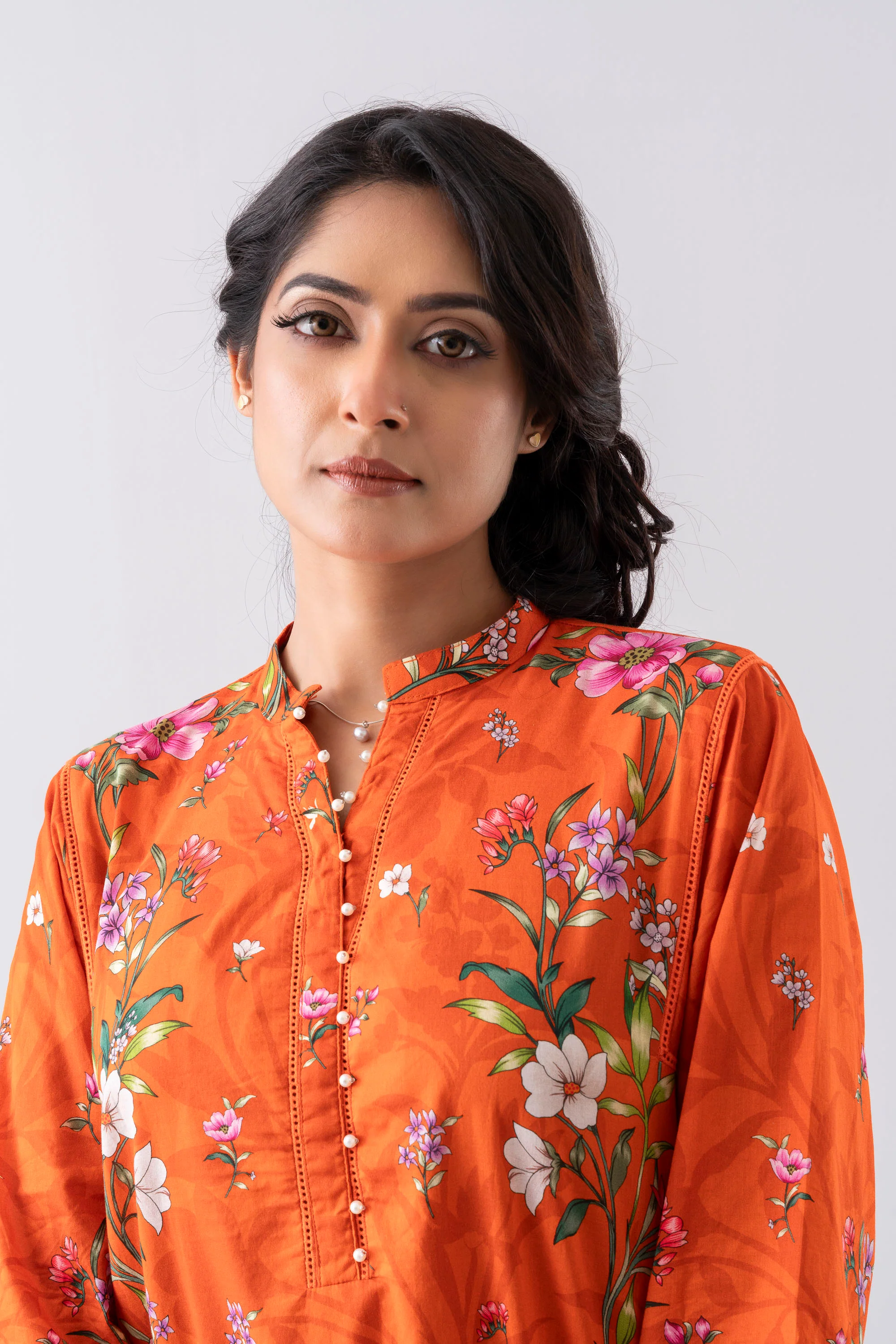 Relaxed Fit Printed Three-Piece Lawn with Chiffon Dupatta - Image 13