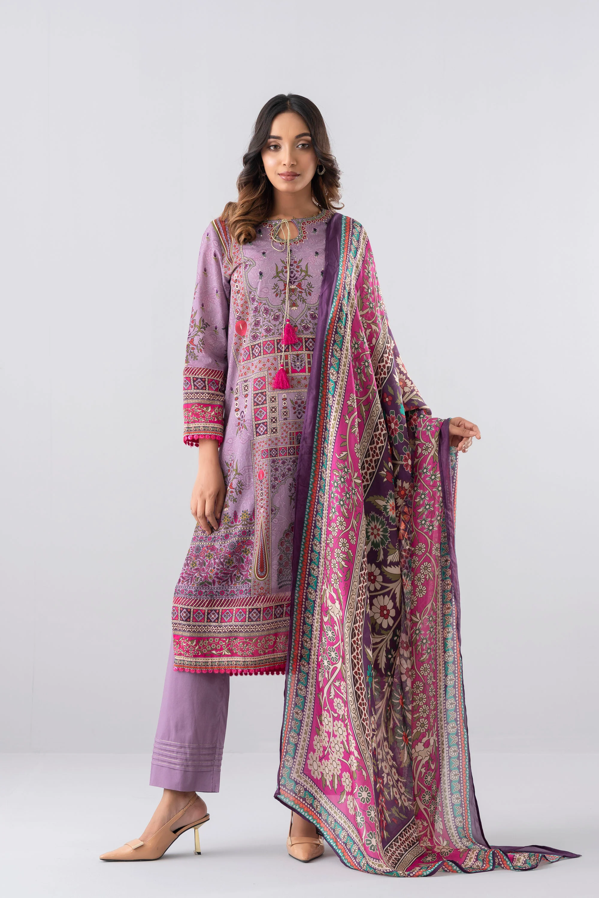 Smart Fit Printed Three-Piece Lawn with Silk Dupatta - Image 2