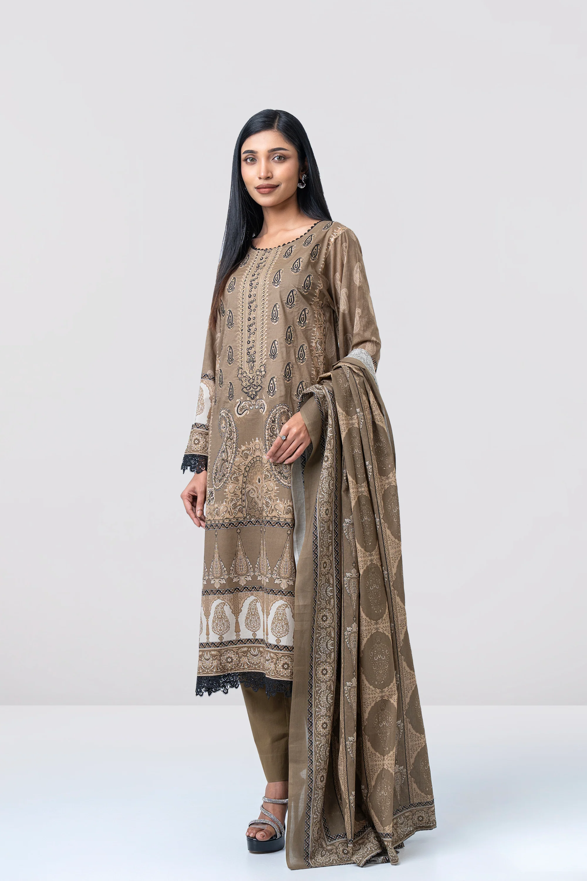 Relaxed Fit Printed Three-Piece Lawn - Image 2