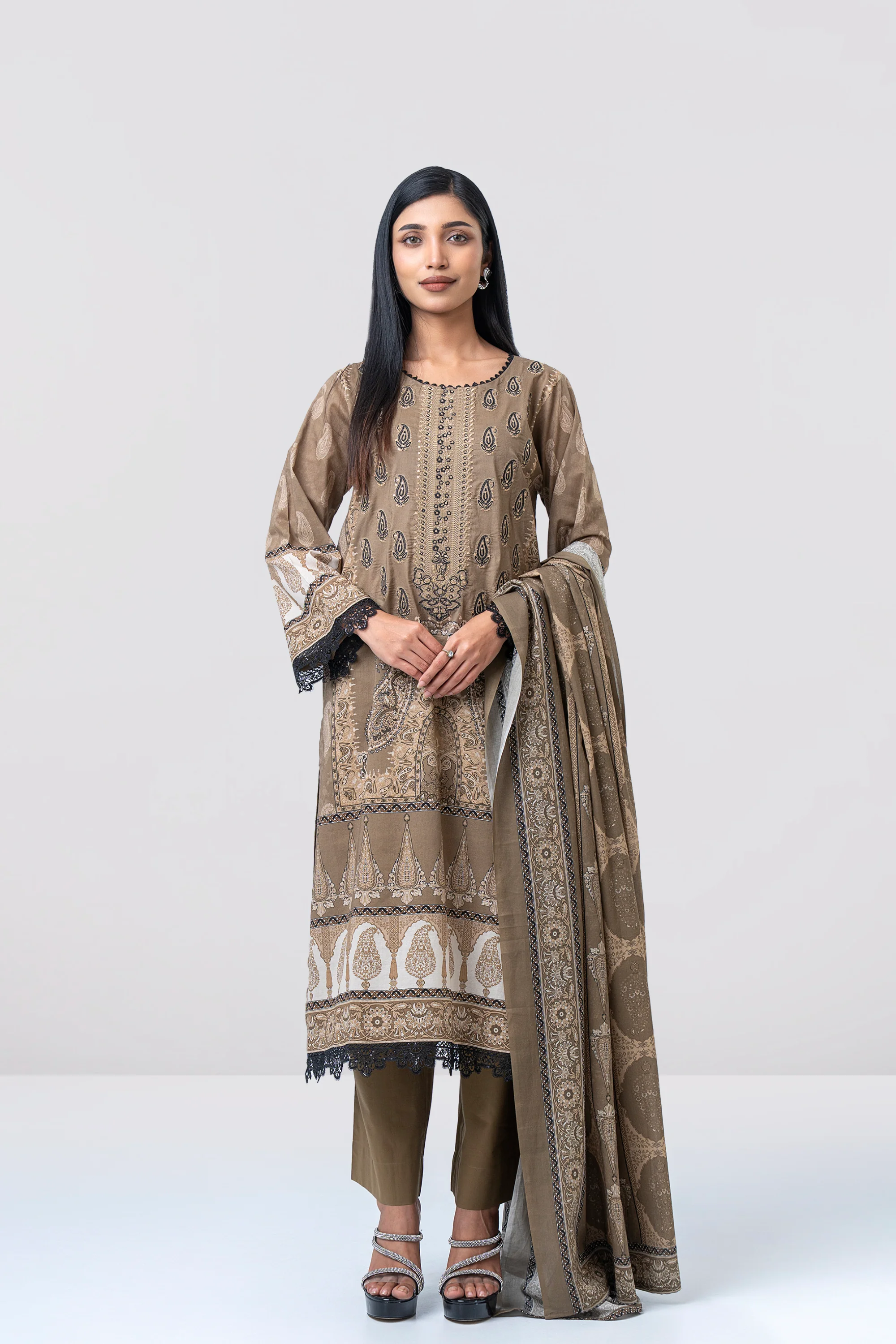 Relaxed Fit Printed Three-Piece Lawn - Image 3