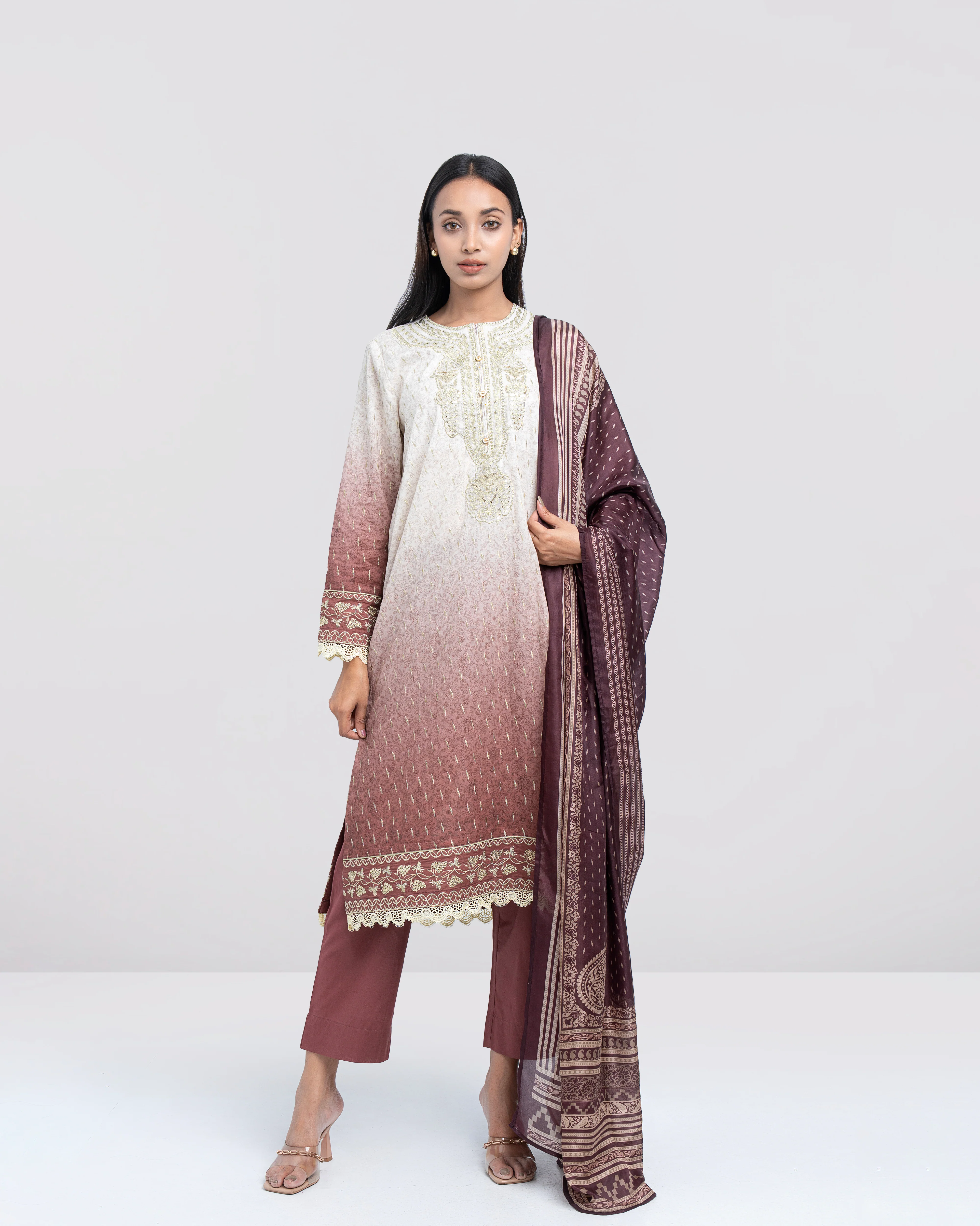 Smart Fit Printed Three-Piece Lawn with Silk Dupatta - Image 10