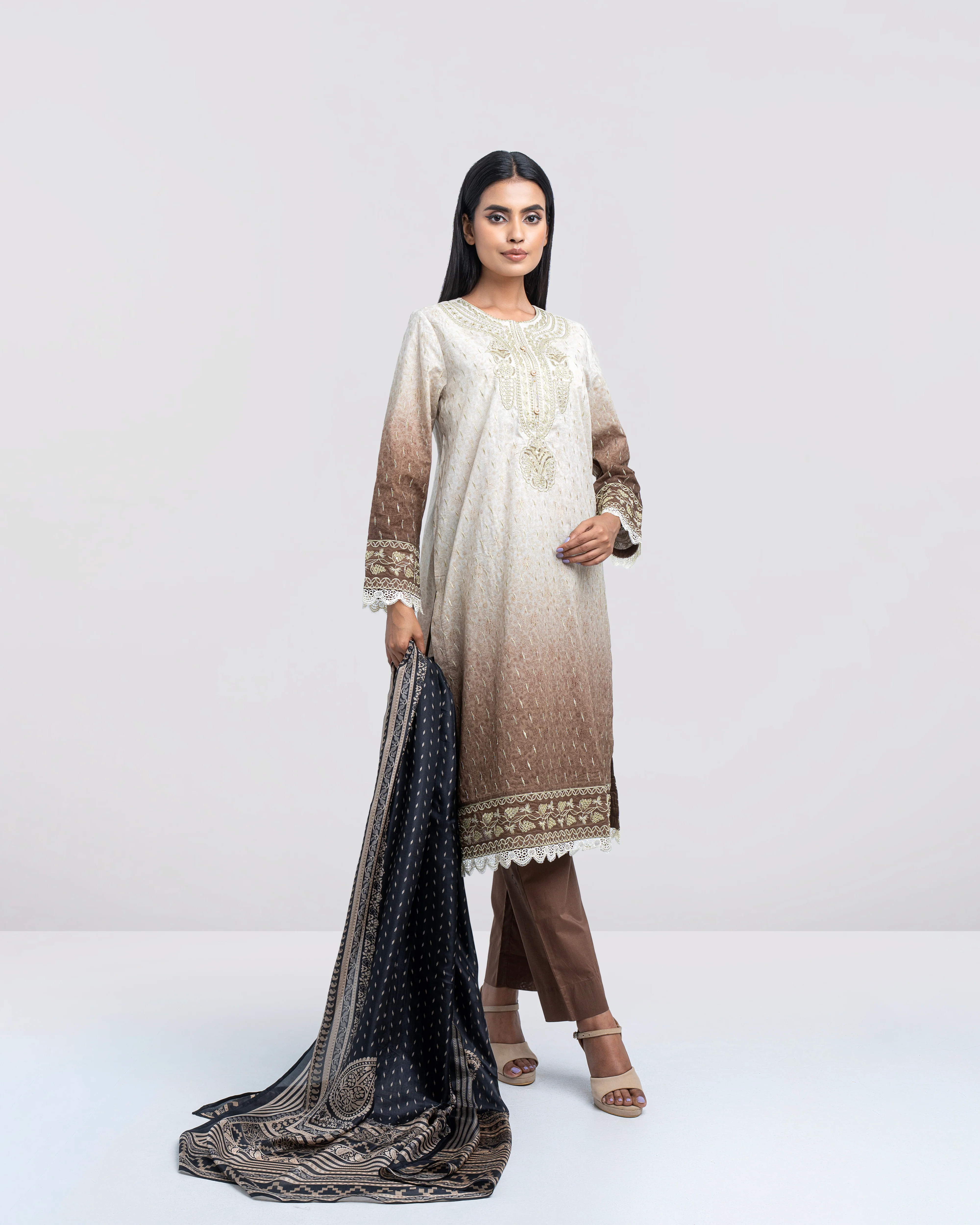 Smart Fit Printed Three-Piece Lawn with Silk Dupatta - Image 2