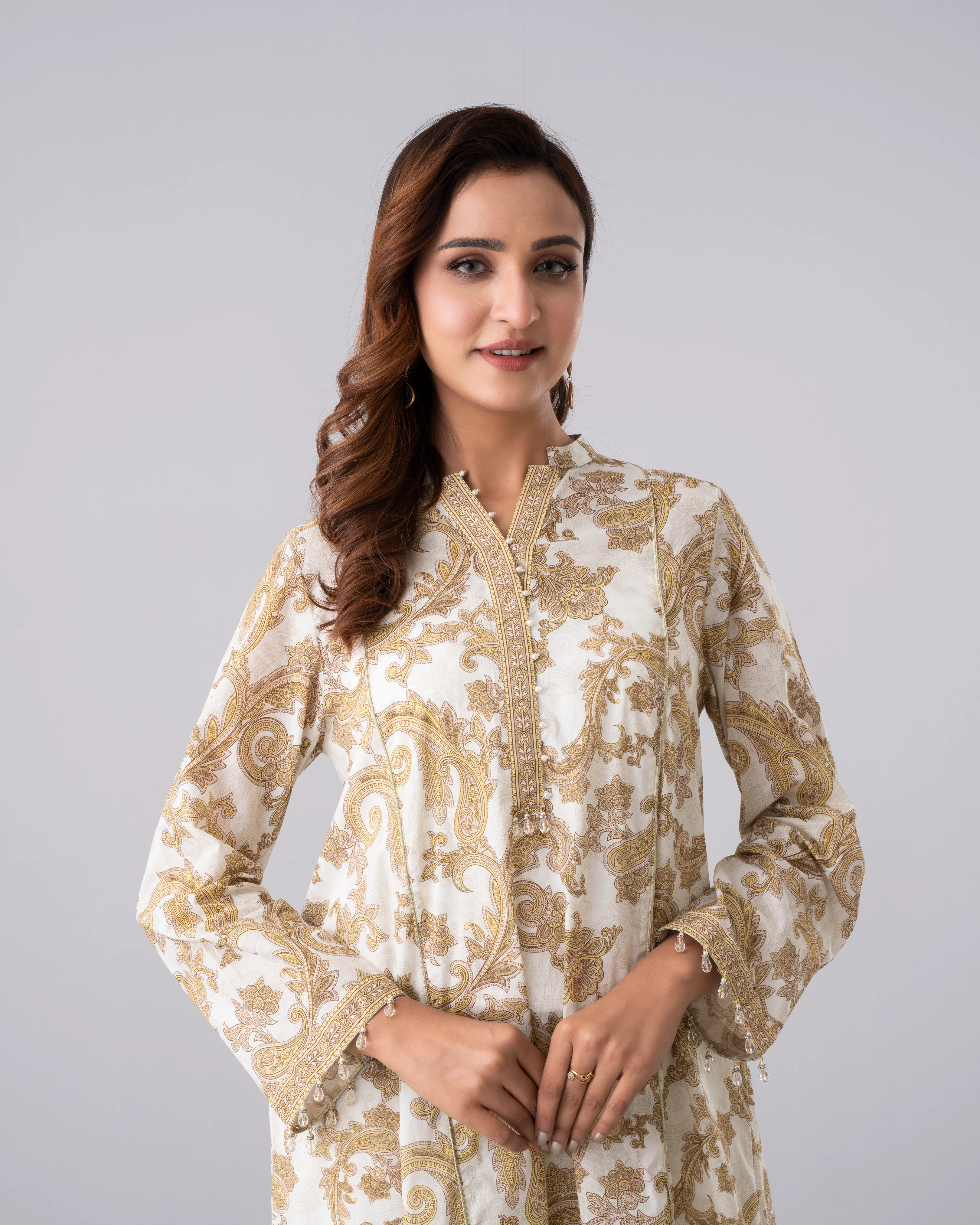 Smart Fit Printed Three-Piece Lawn with Chiffon Dupatta - Image 9