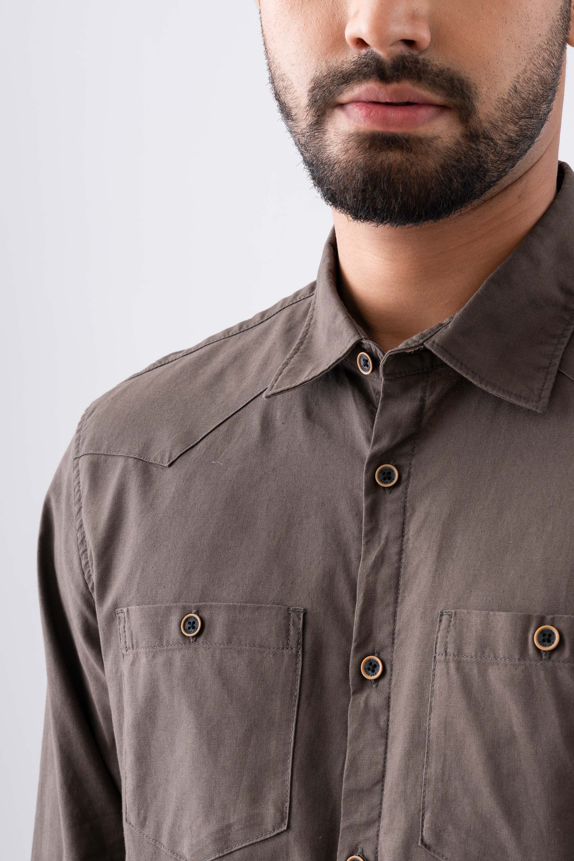 Regular Fit Solid Casual Shirt - Image 5