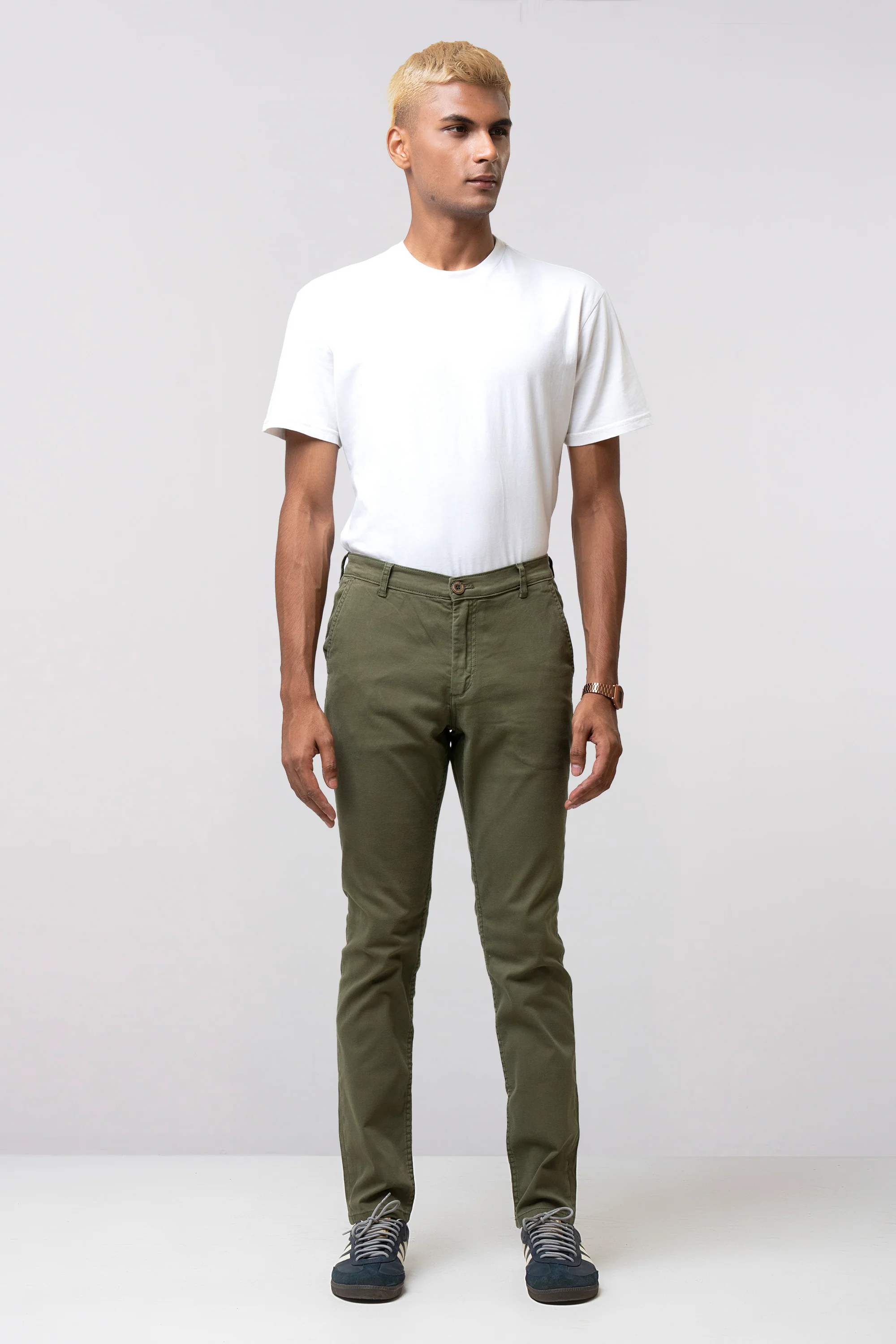 Slim Fit Solid Chinos - Image 2