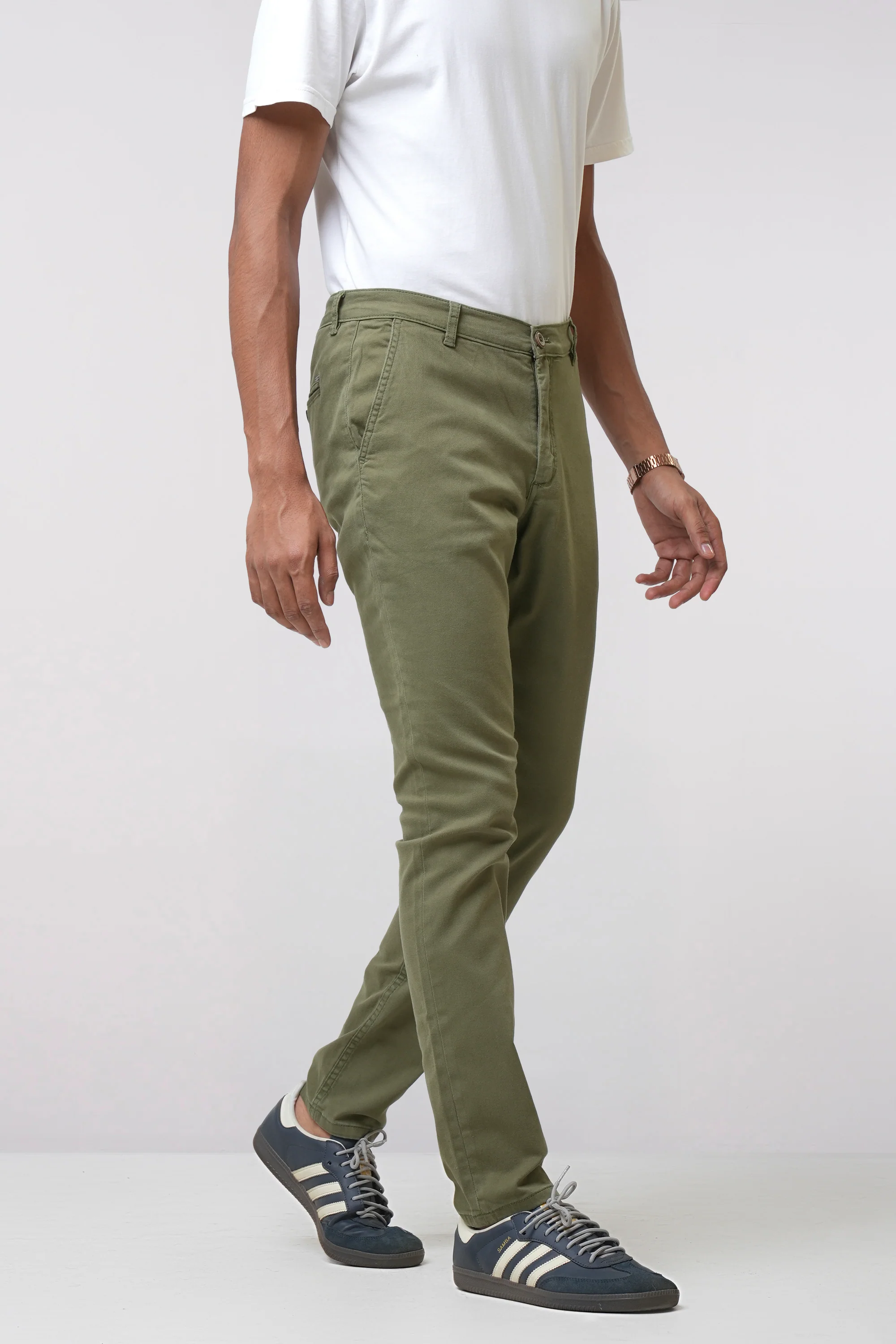 Slim Fit Solid Chinos - Image 3
