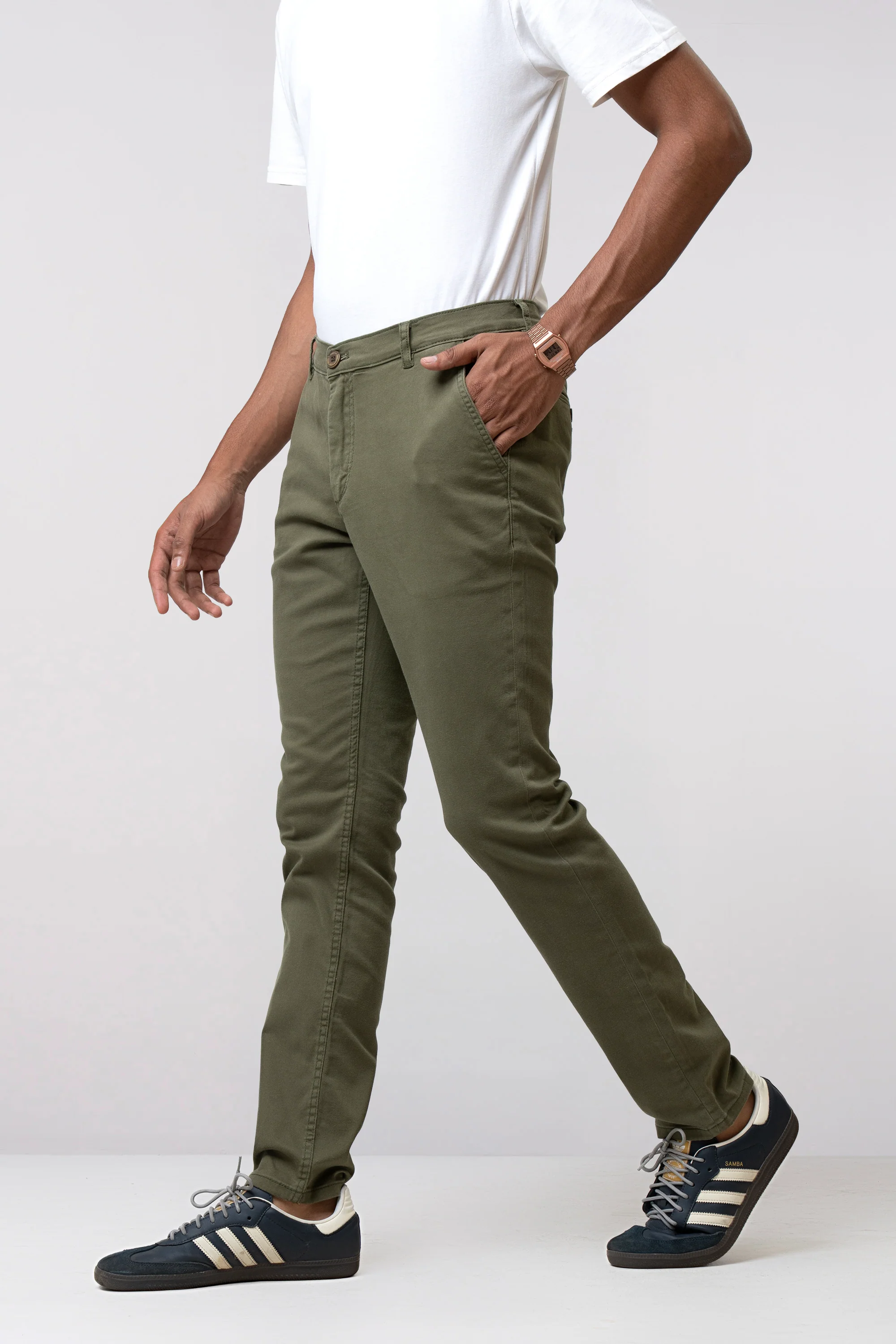 Slim Fit Solid Chinos - Image 4