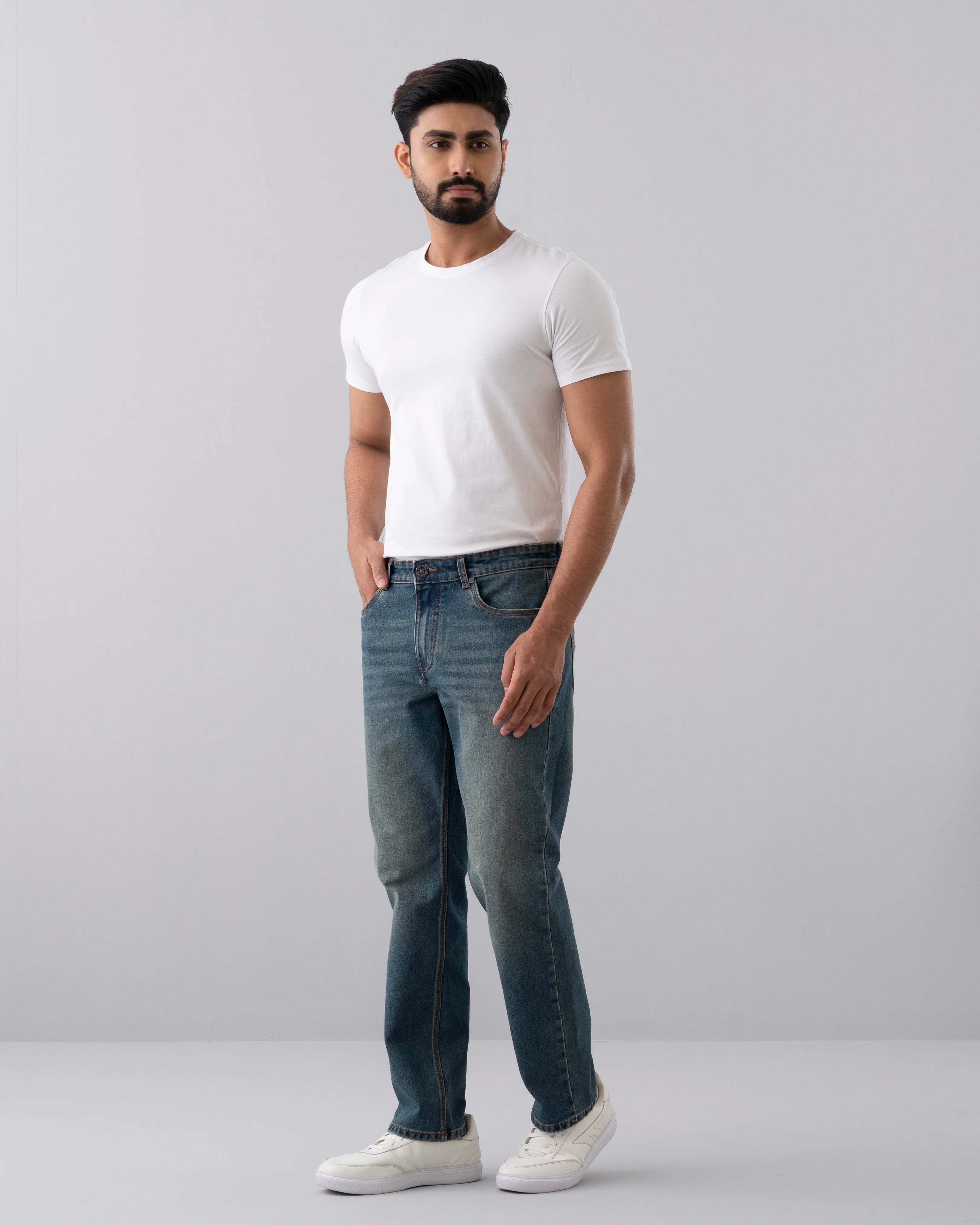 Straight Fit Dusty Blue Jeans - Image 2
