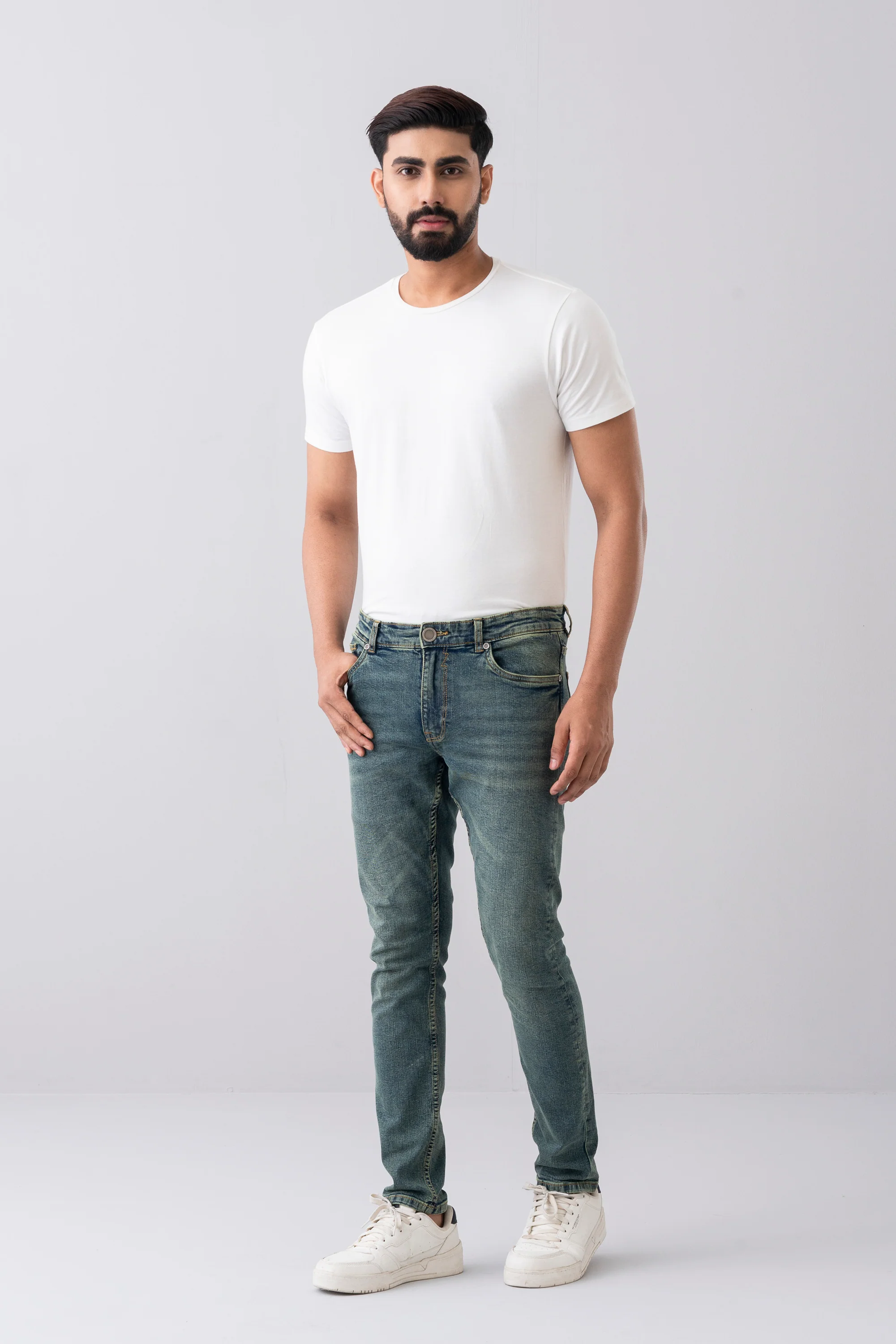 Slim Fit Moss Green Jeans - Image 2
