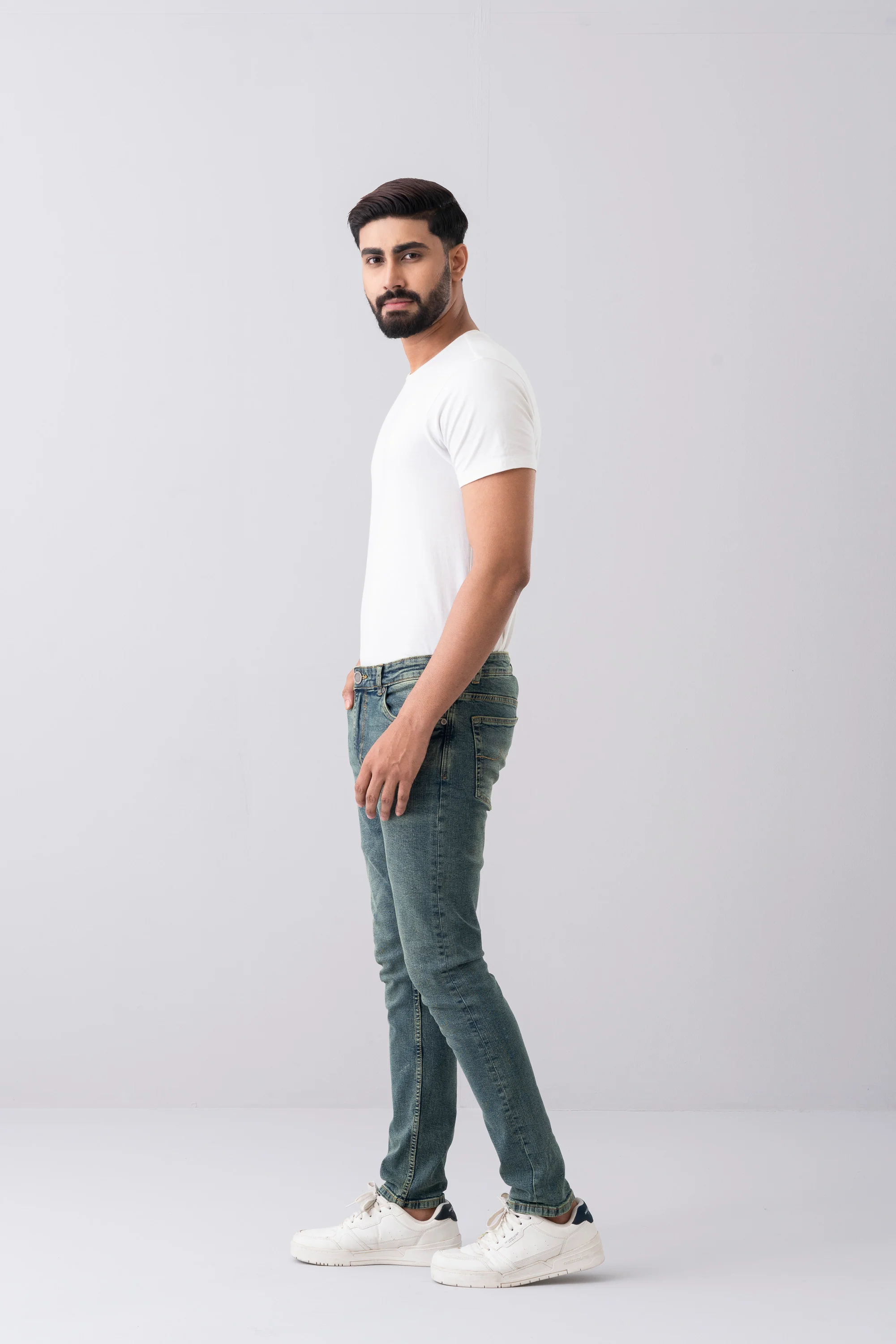 Slim Fit Moss Green Jeans - Image 4