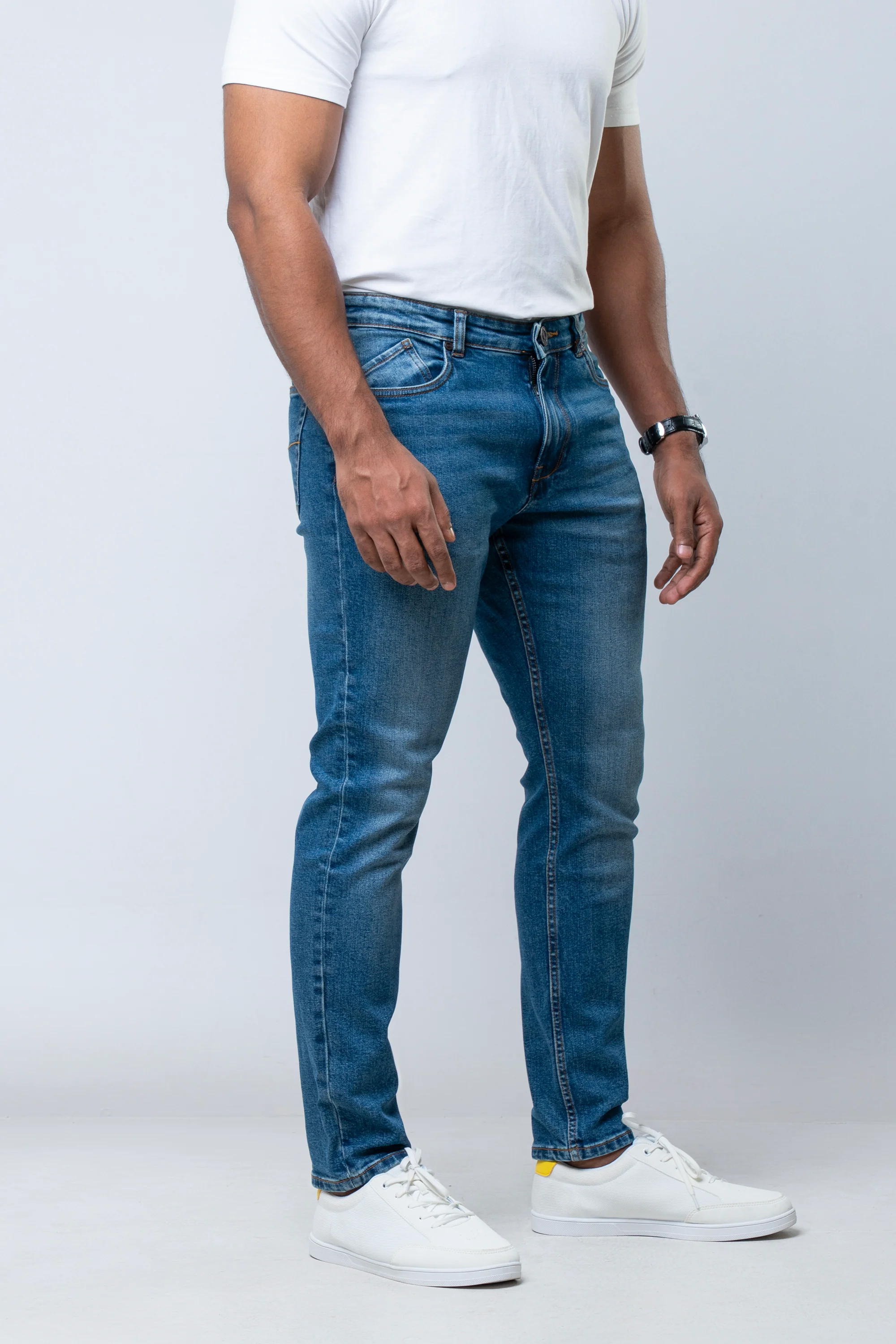 Tapered Fit Blue Jeans - Image 4