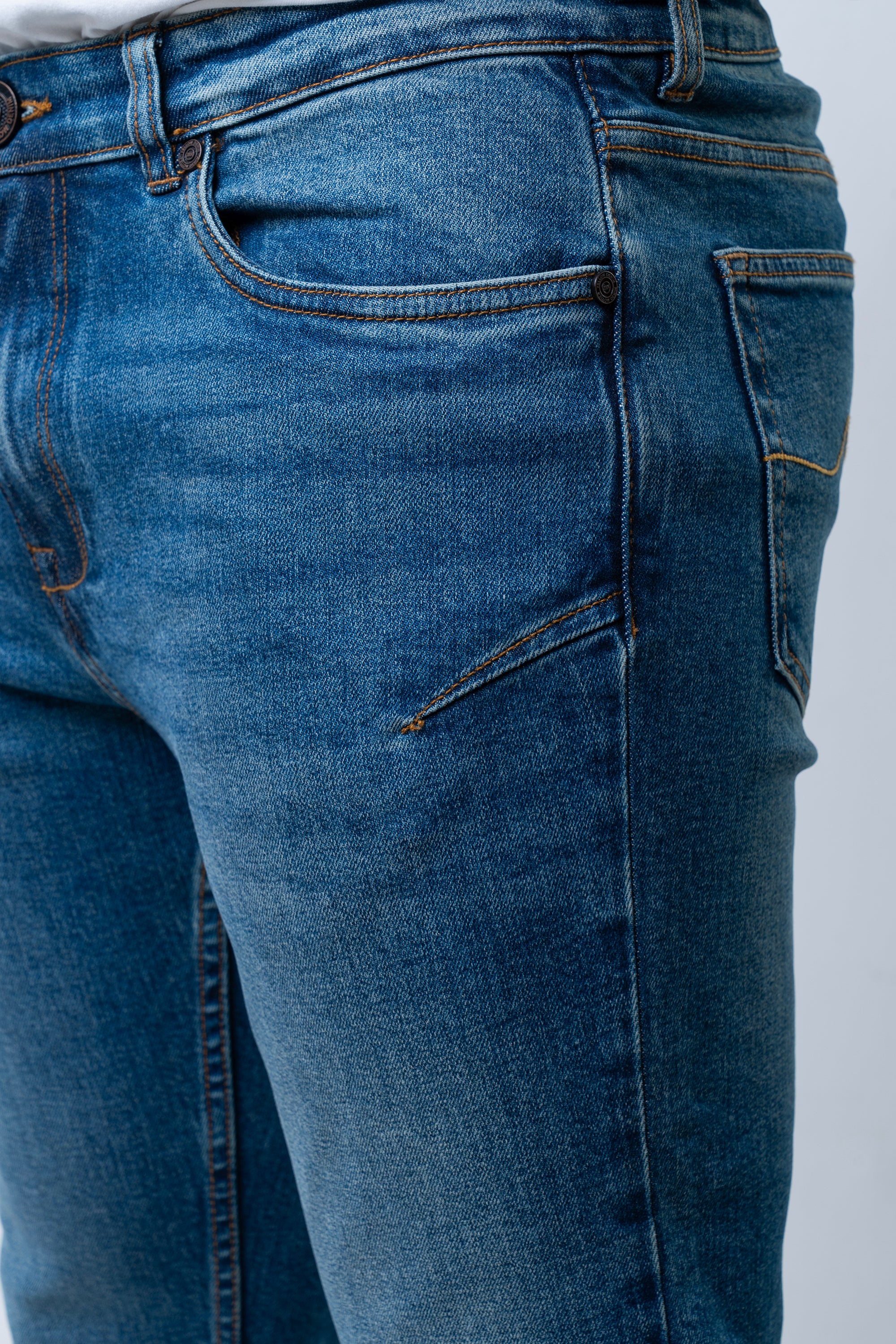 Tapered Fit Blue Jeans - Image 6