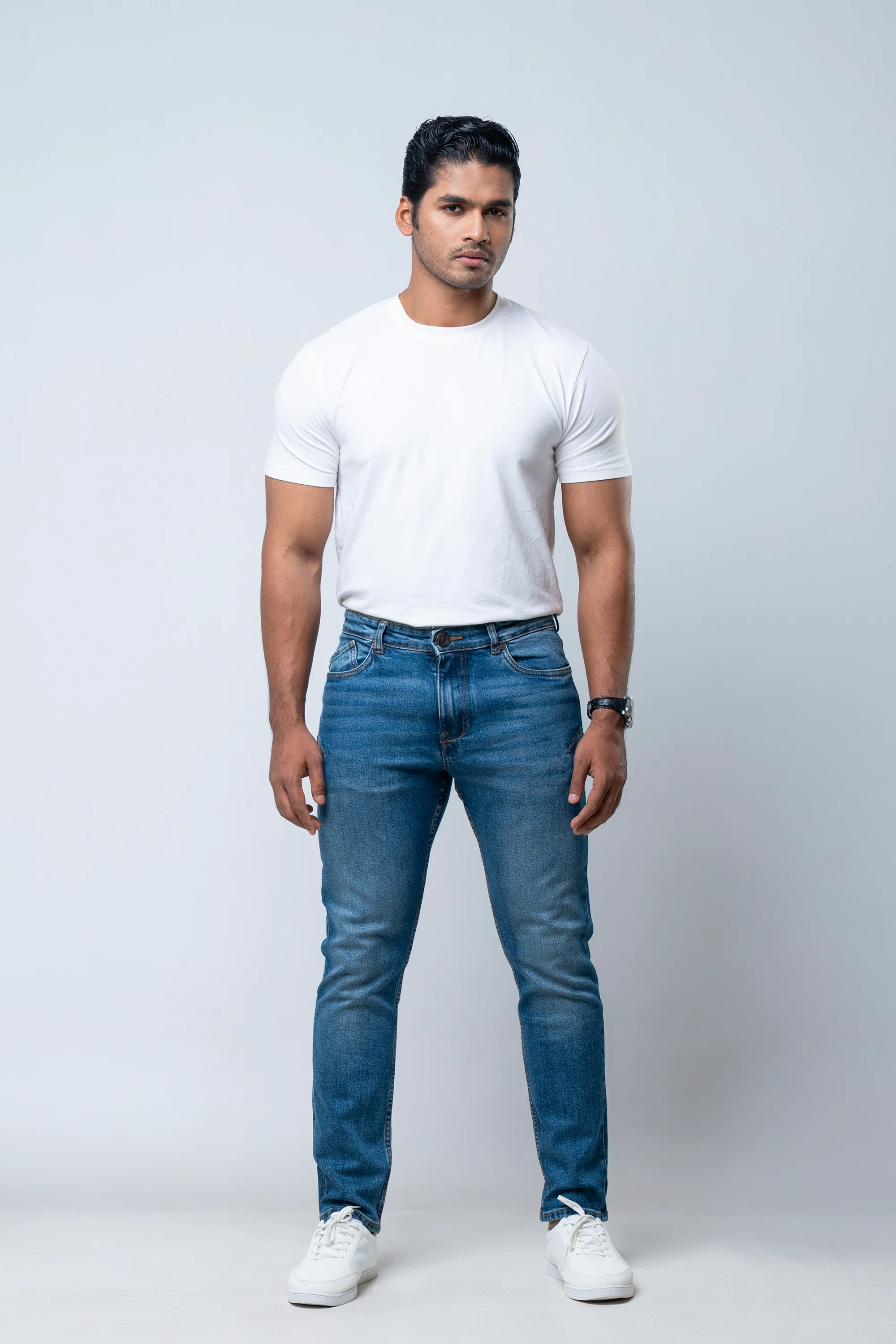 Tapered Fit Blue Jeans - Image 8