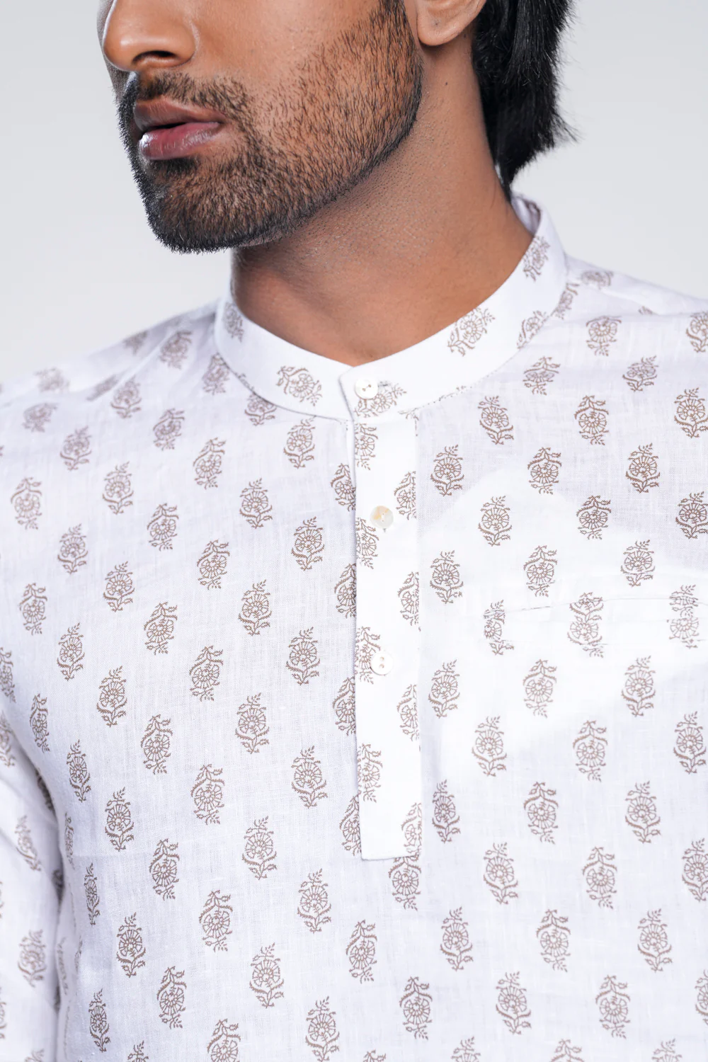 Regular Fit Linen Printed Fatua - Image 2