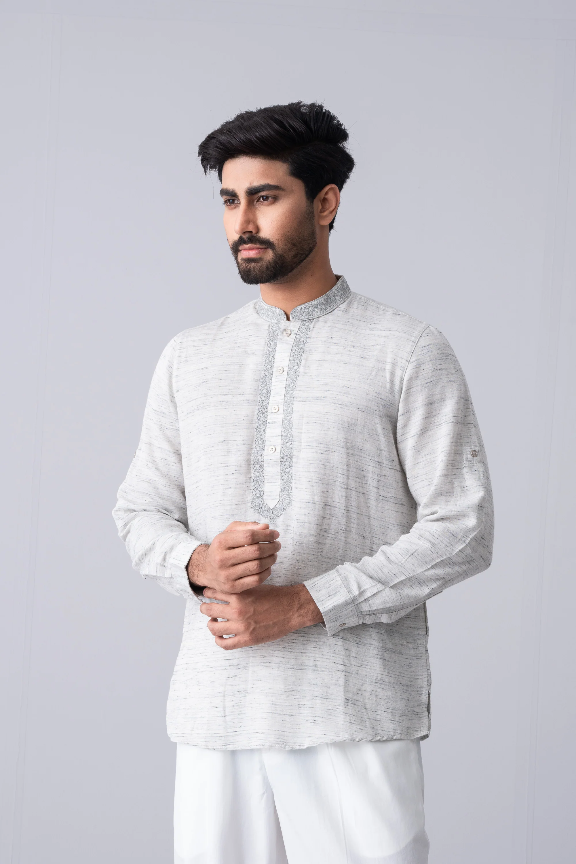 Regular Fit Embroidered Cotton Fatua - Image 2