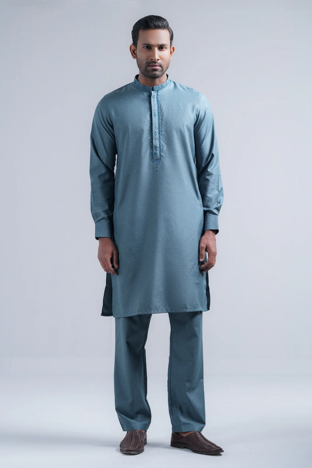 Regular Fit Embroidered Semi-Formal Kurta Set