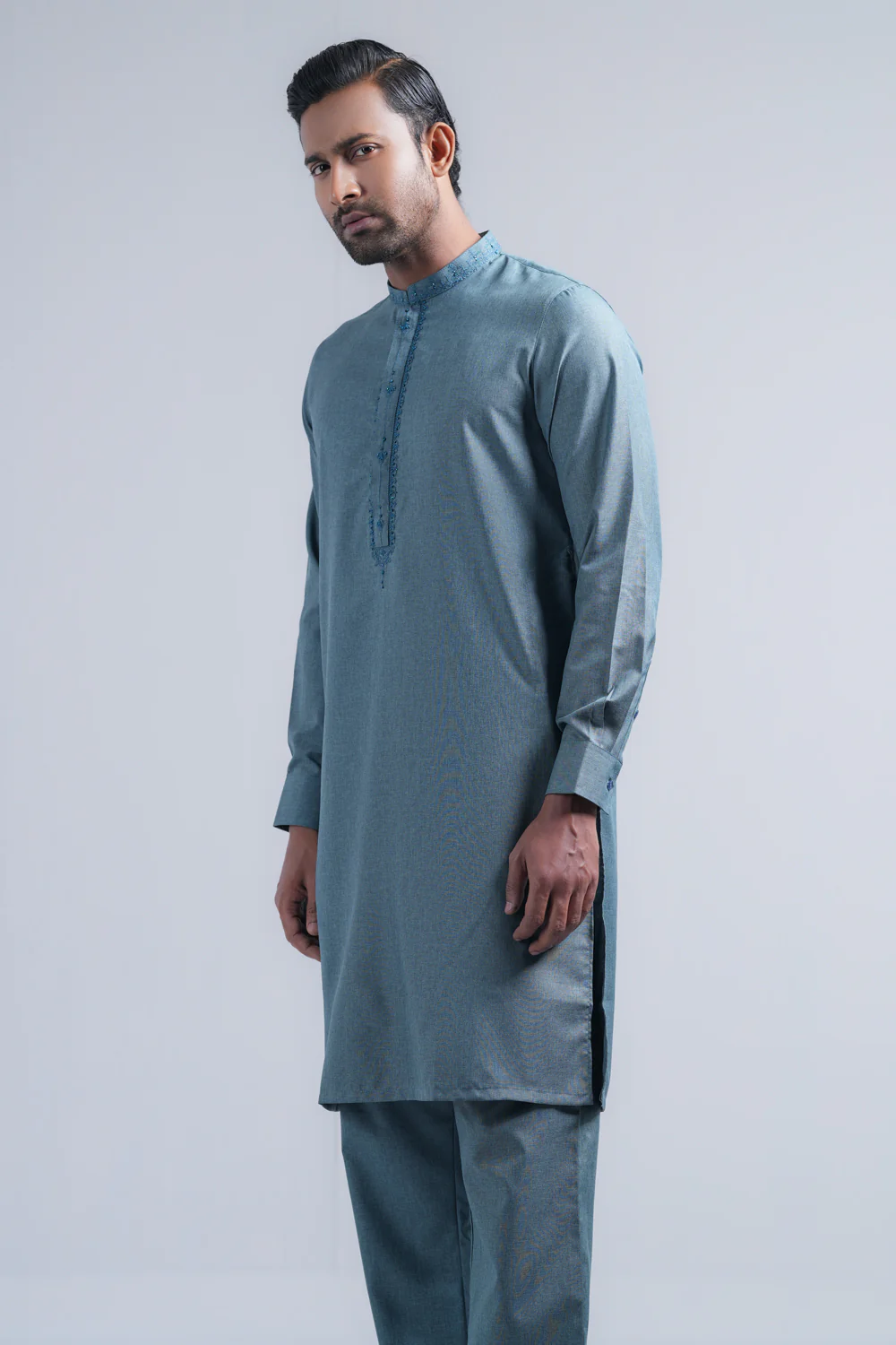 Regular Fit Embroidered Semi-Formal Kurta Set - Image 3