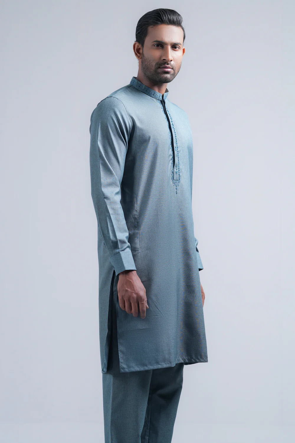 Regular Fit Embroidered Semi-Formal Kurta Set - Image 4