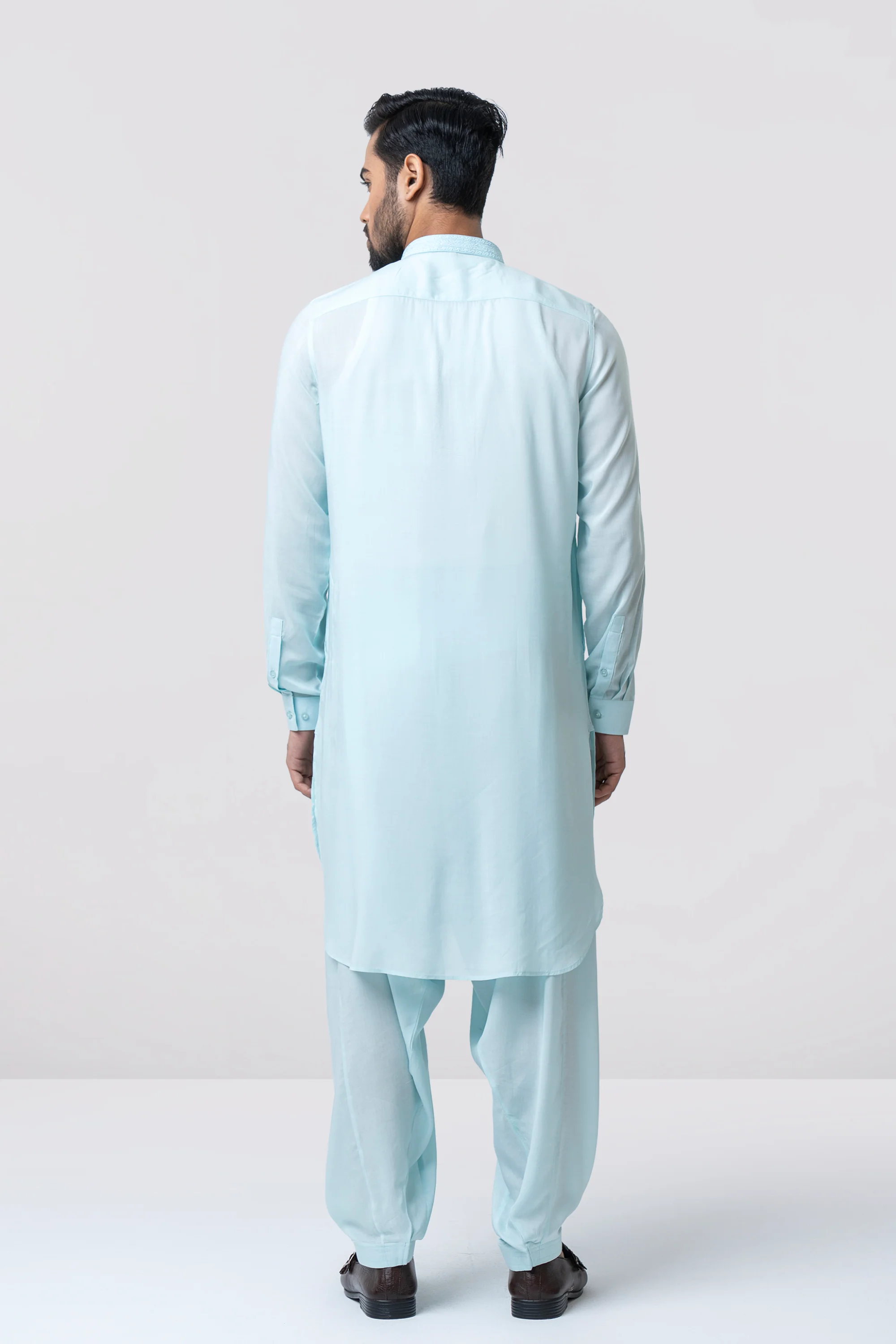Regular Fit Embroidered Viscose Kabli Set - Image 4