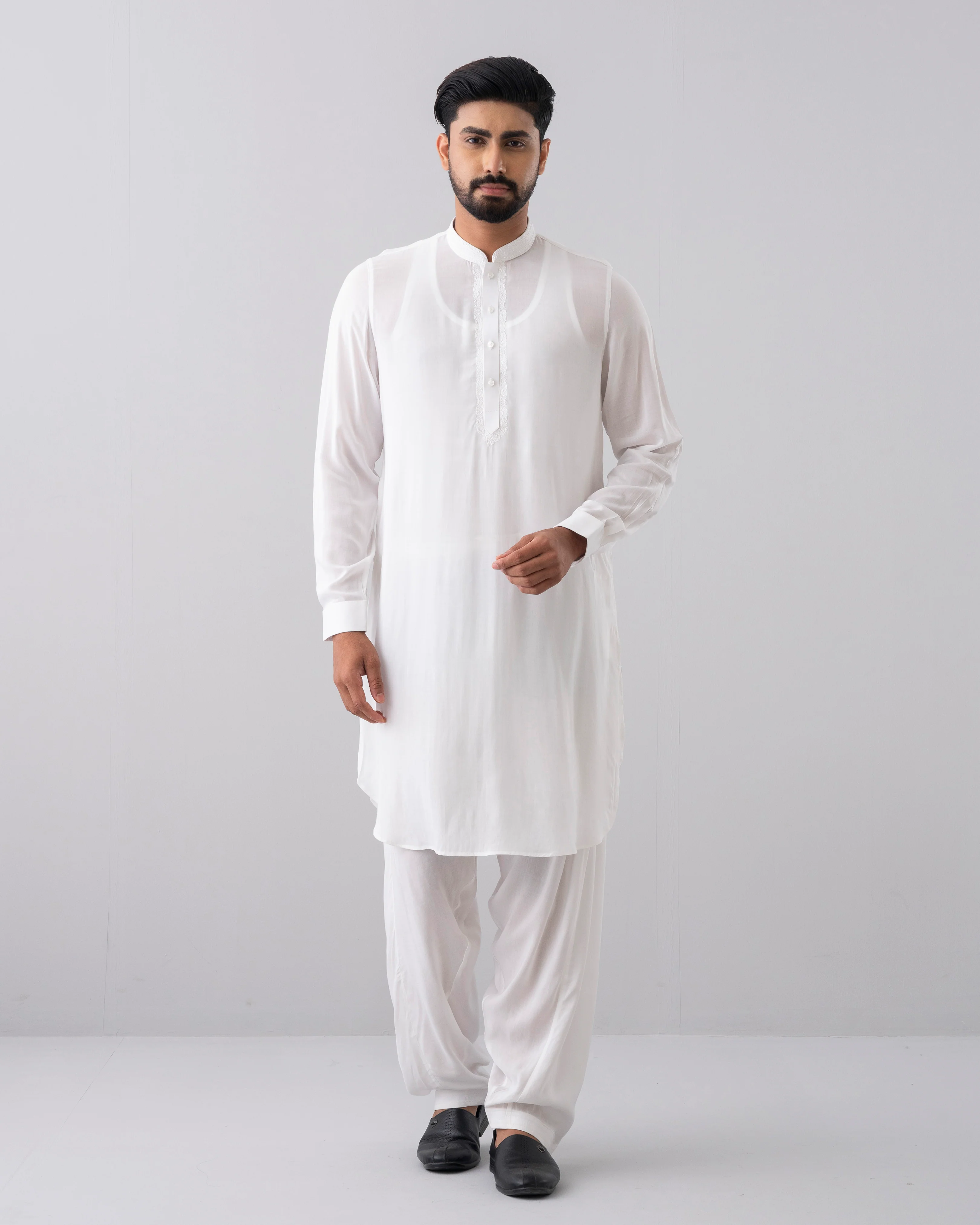Regular Fit Embroidered Viscose Kabli Set - Image 6
