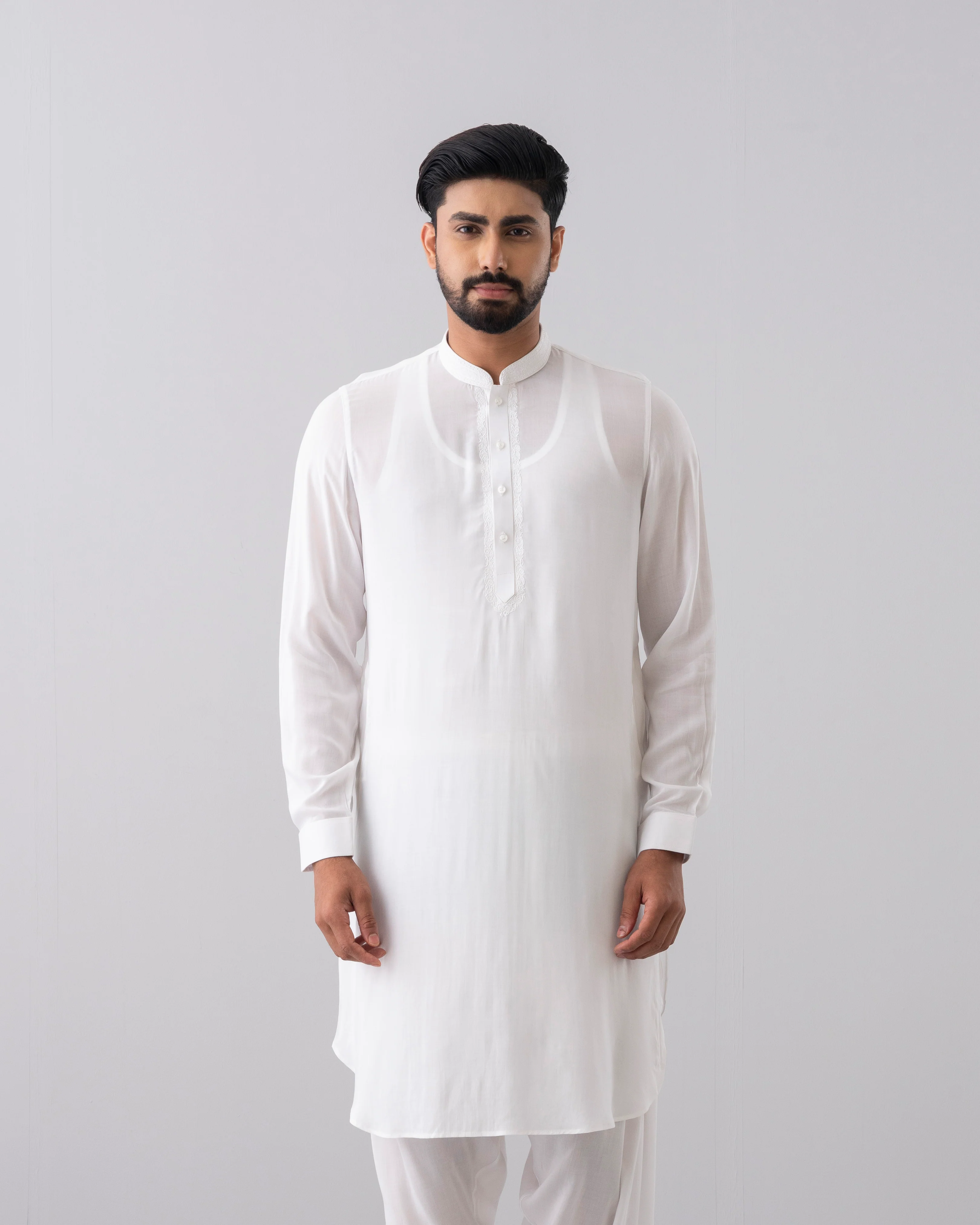Regular Fit Embroidered Viscose Kabli Set - Image 8