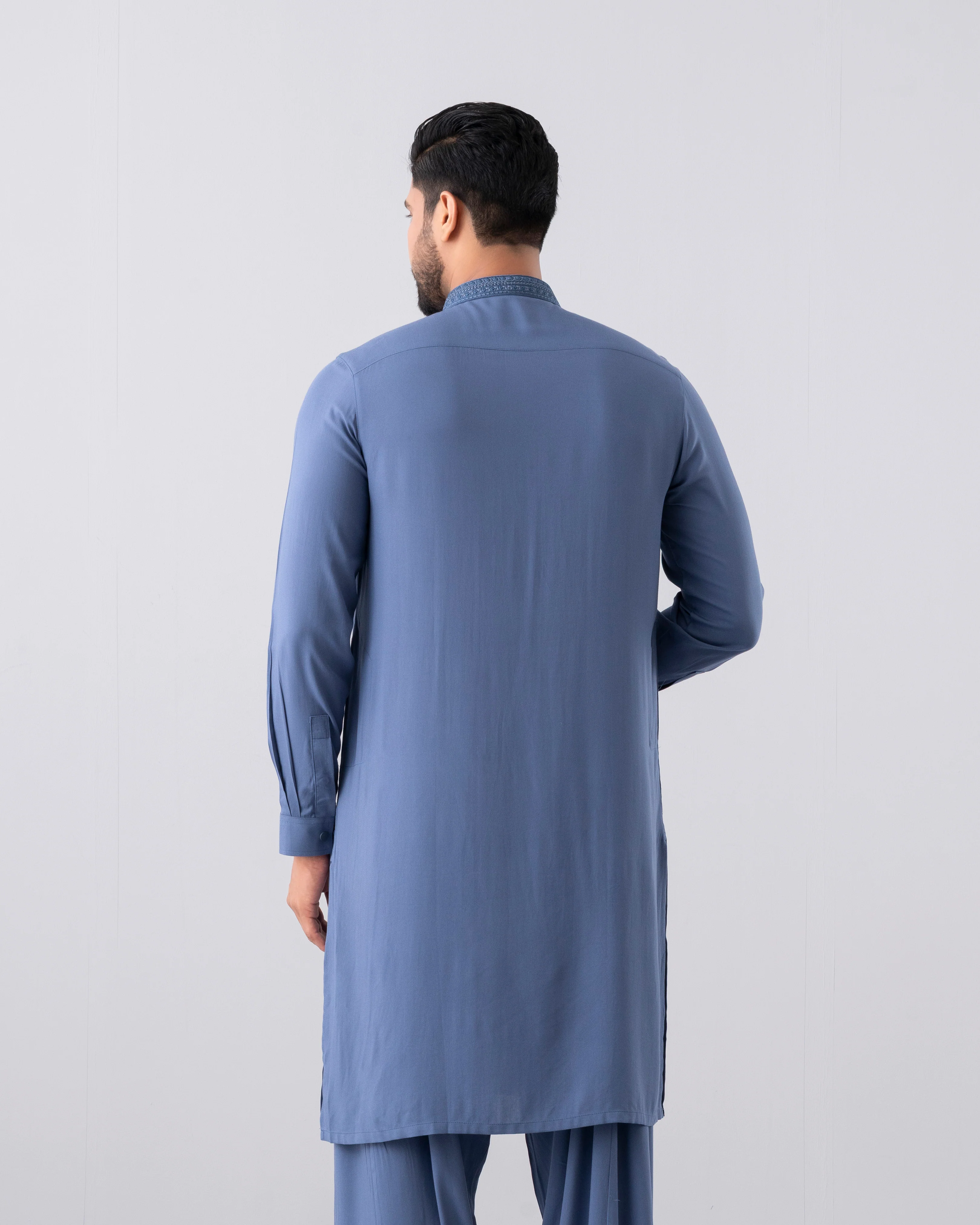 Regular Fit Embroidered Semi-Formal Kabli Set - Image 11