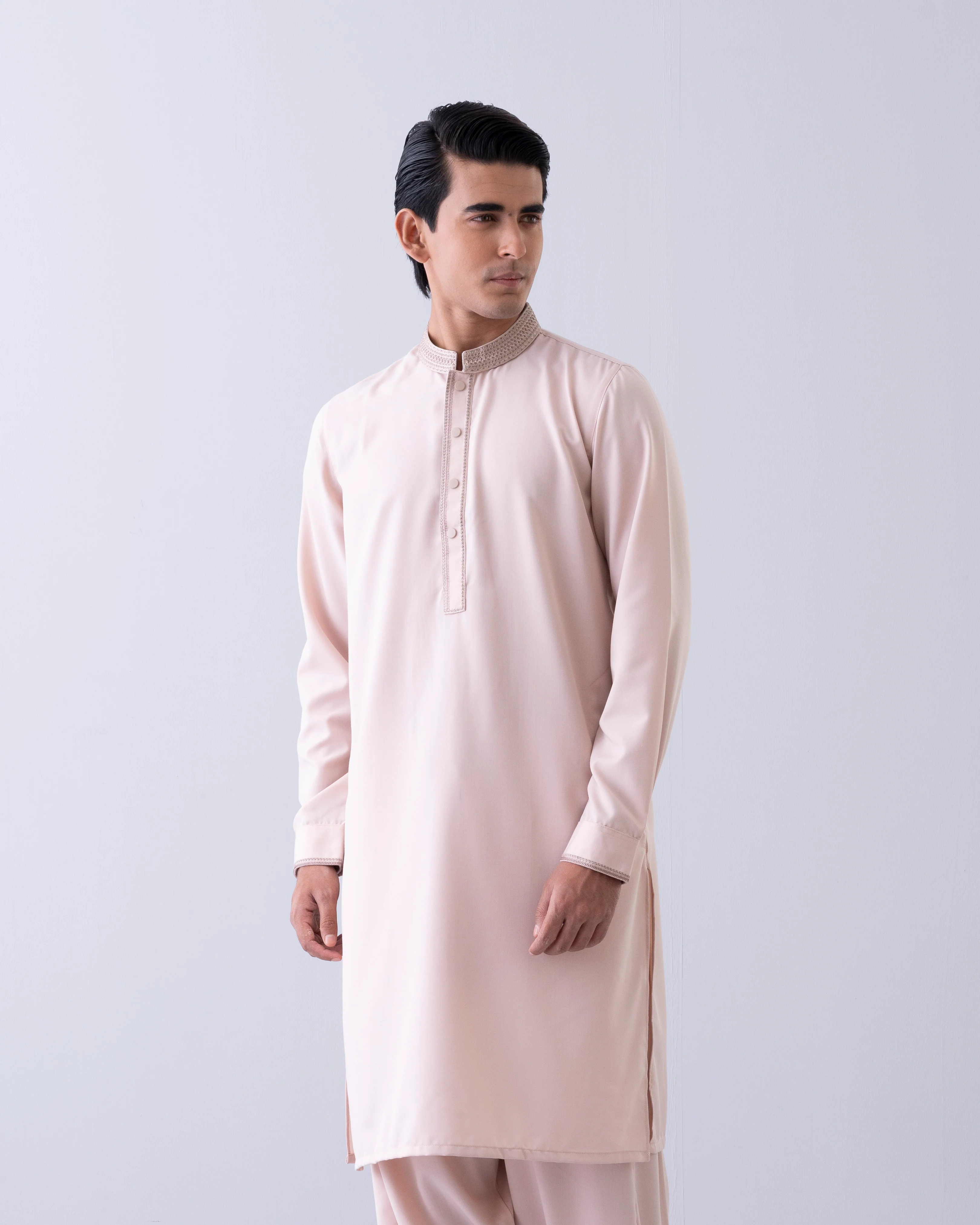 Regular Fit Embroidered Semi-Formal Kabli Set - Image 3