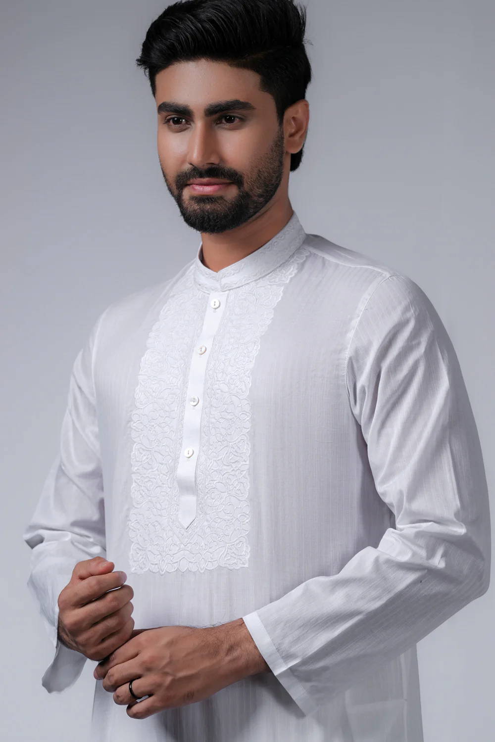 Regular Fit Embroidered Semi-Formal Panjabi - Image 5