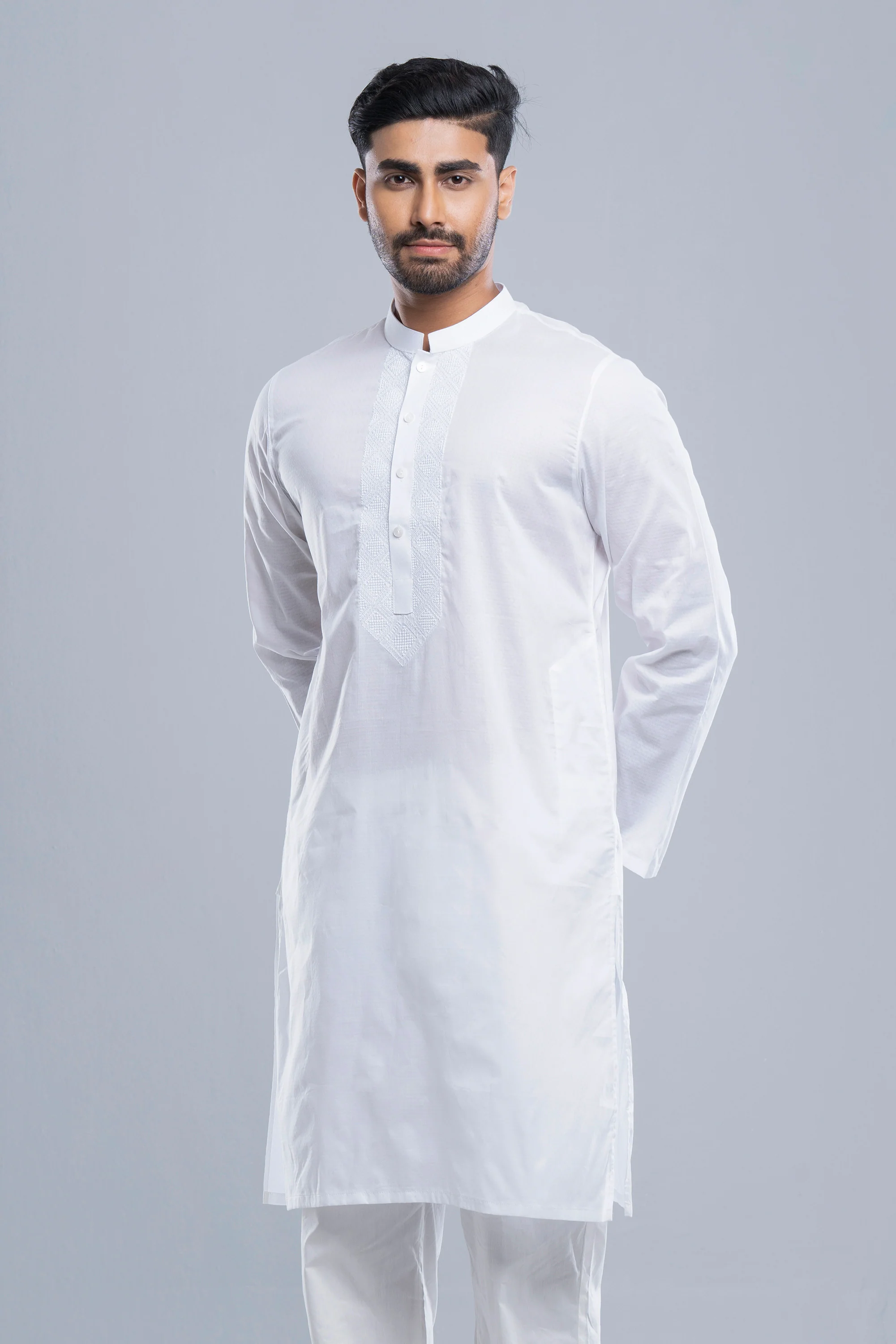 Regular Fit Embroidered Semi-Formal Panjabi - Image 2