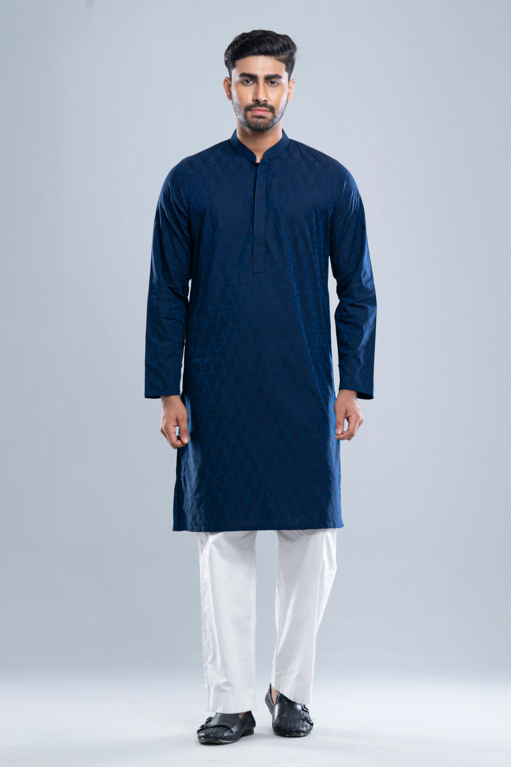 Regular Fit Semi-Formal Jacquard Panjabi - Image 6