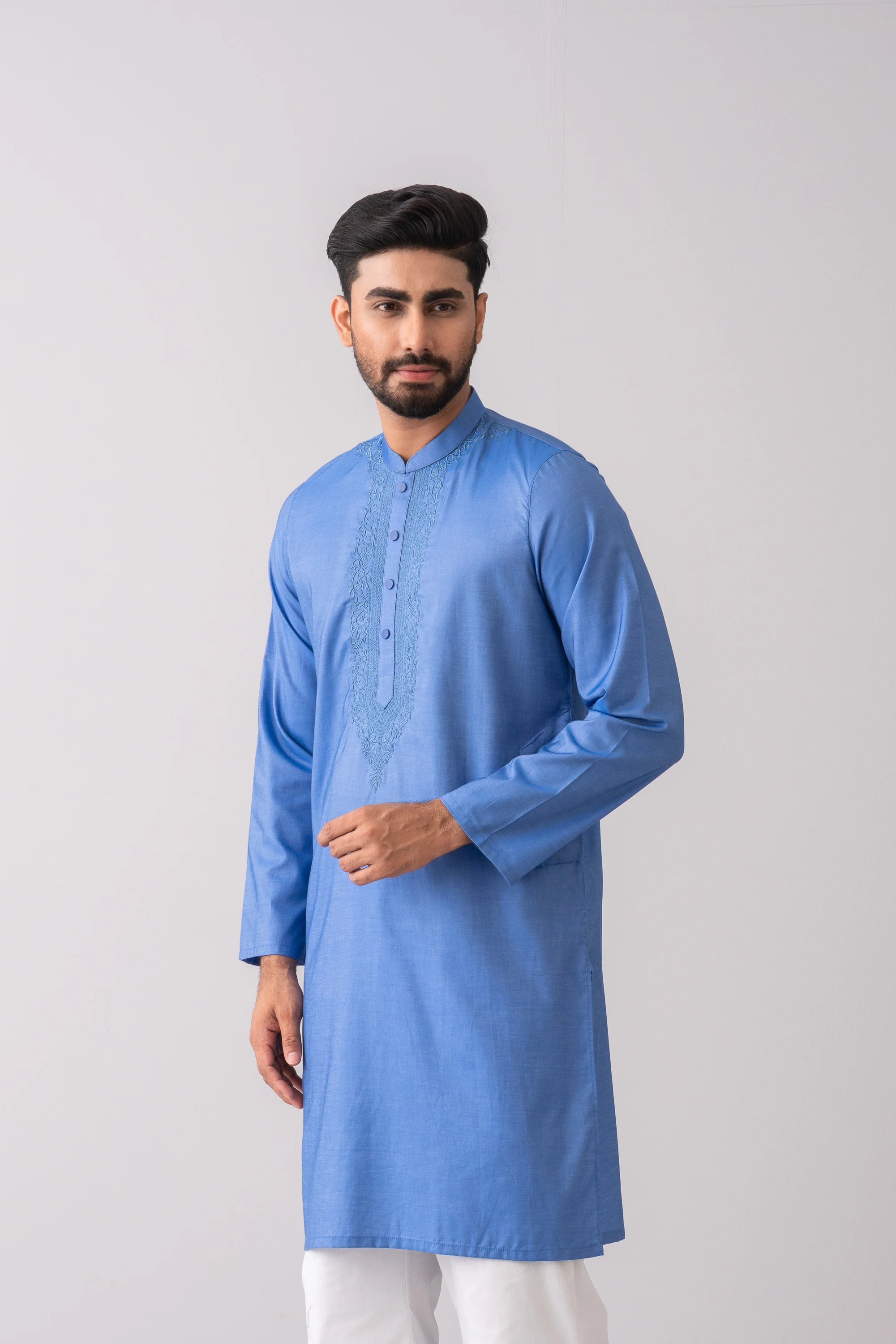 Regular Fit Embroidered Semi-Formal Panjabi - Image 2