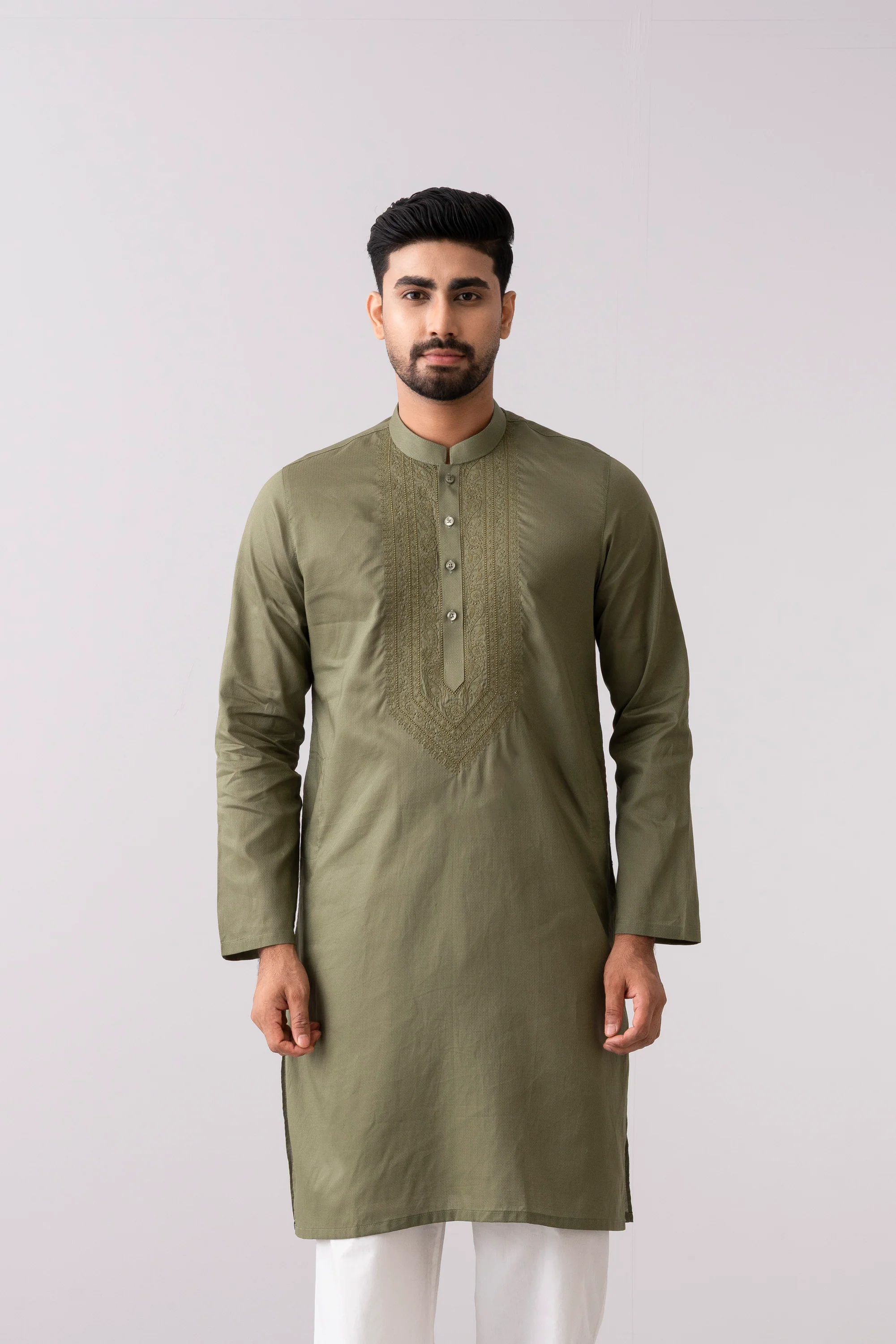Regular Fit Embroidered Semi-Formal Panjabi - Image 2