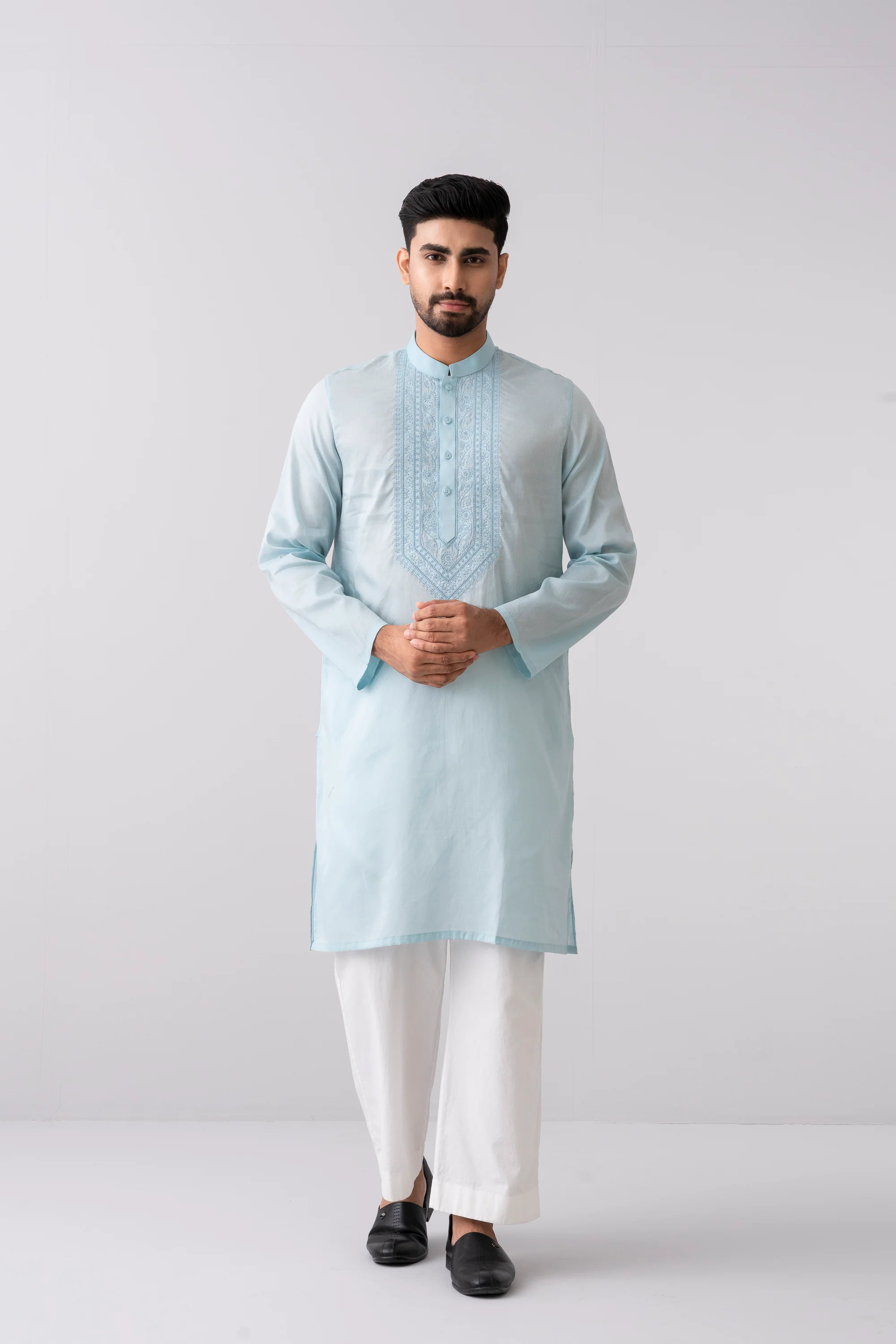Regular Fit Embroidered Semi-Formal Panjabi - Image 7