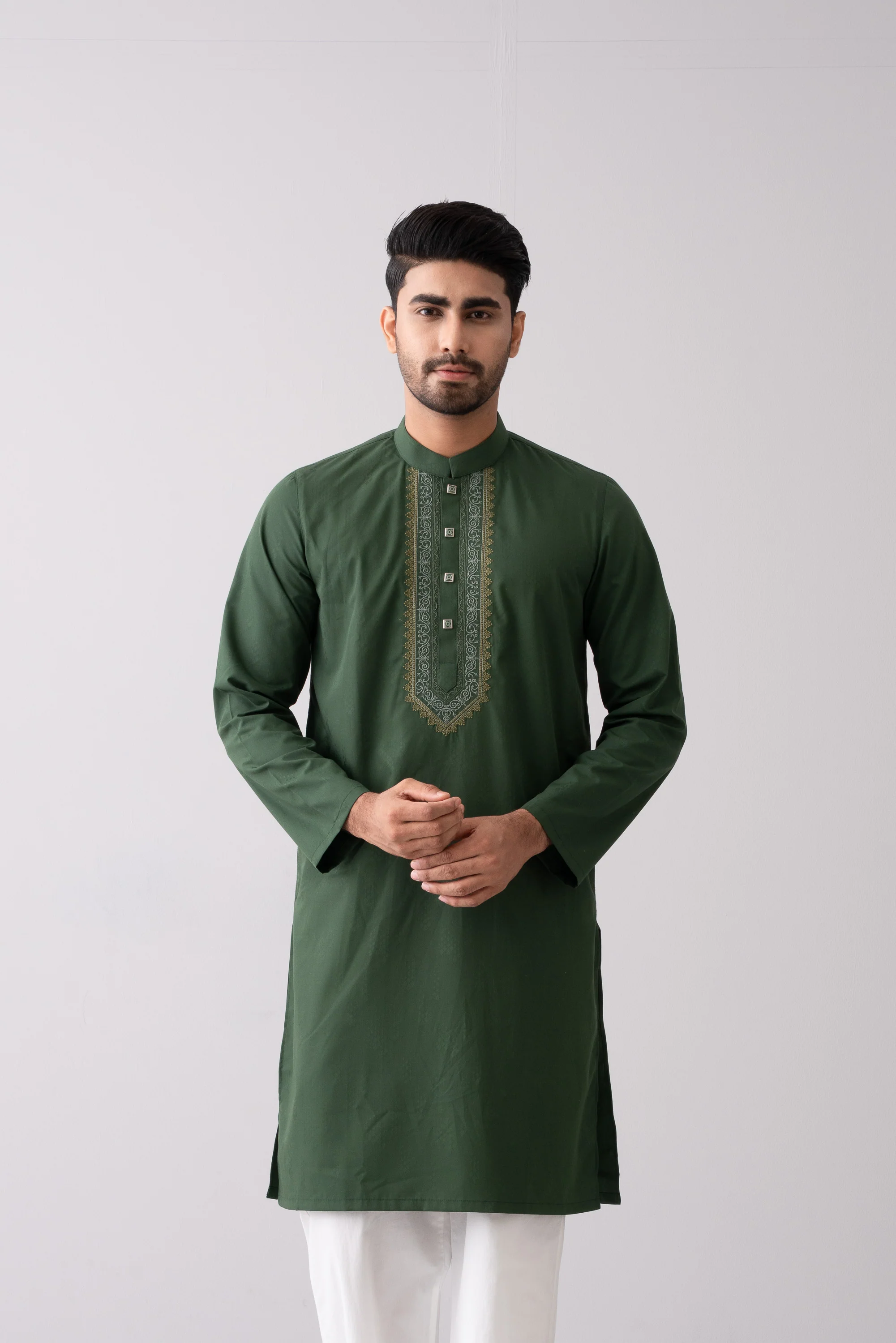 Regular Fit Embroidered Semi-Formal Panjabi - Image 2